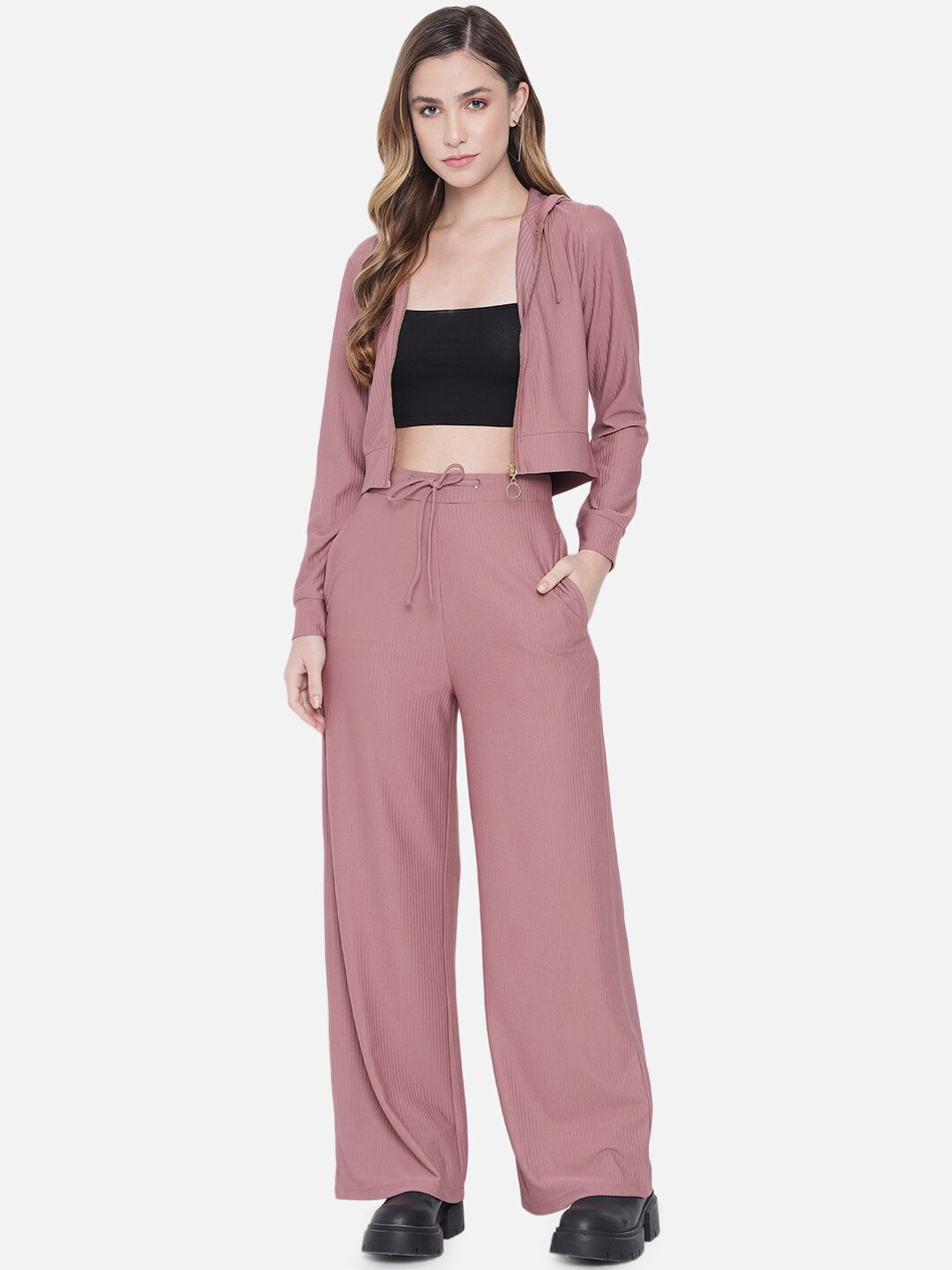 

Chemistry Hooded Neck Long Sleeve Sweatshirt And Trousers, Pink