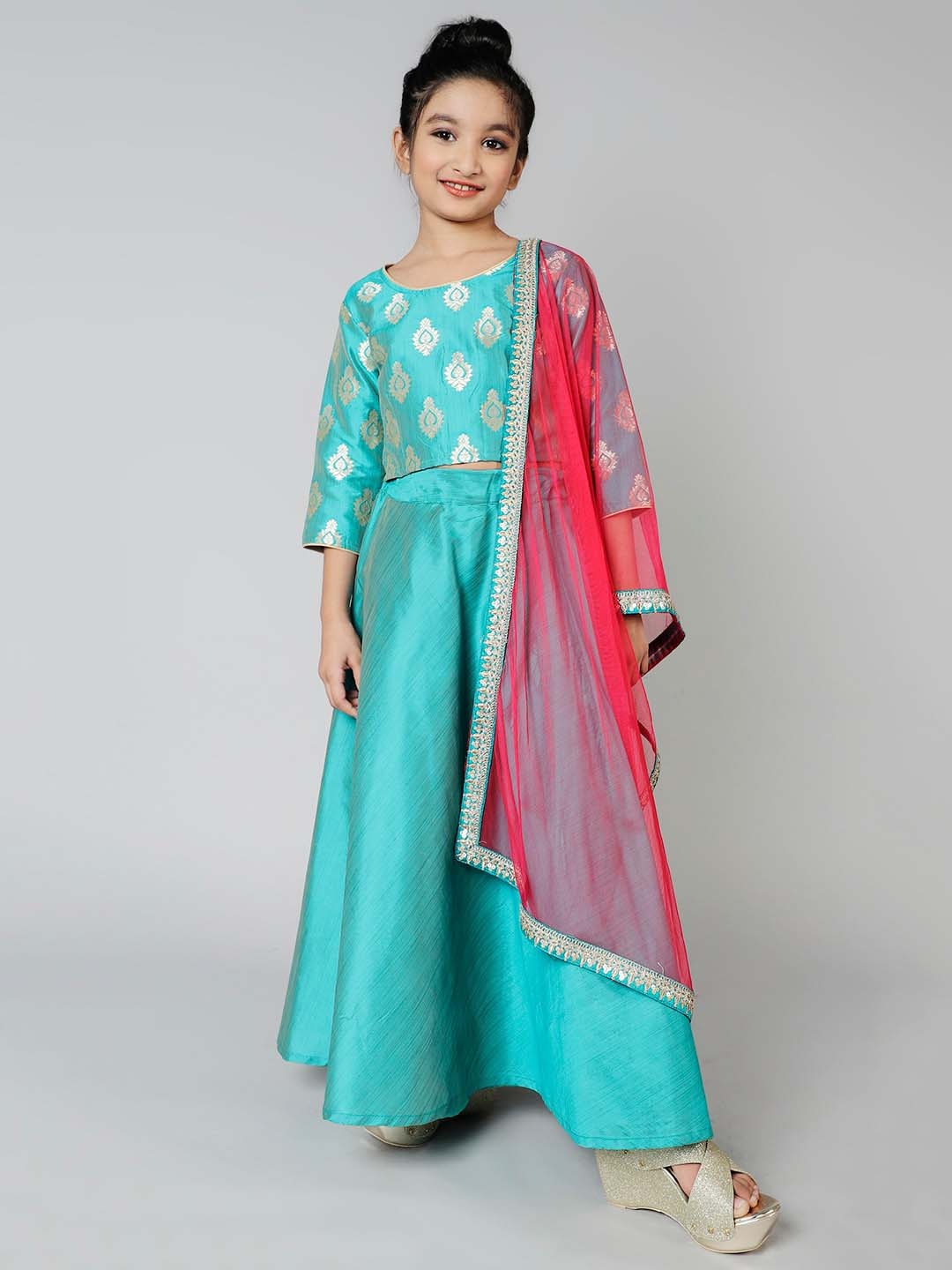 

Aks Kids Girls Ready to Wear Lehenga & Blouse With Dupatta, Blue