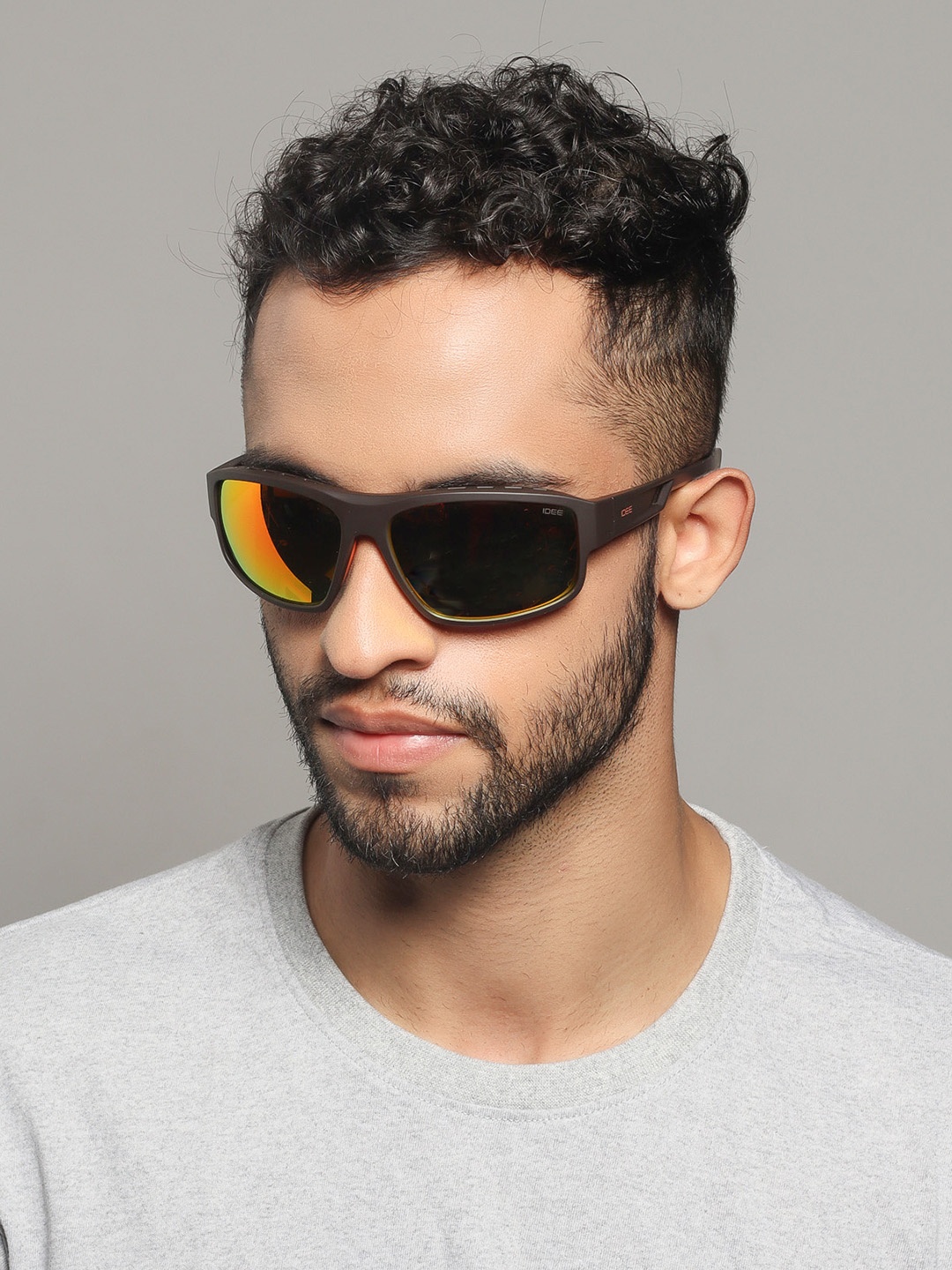 

IDEE Men Sports Sunglasses with UV Protected Lens IDS2959C3SG, Orange