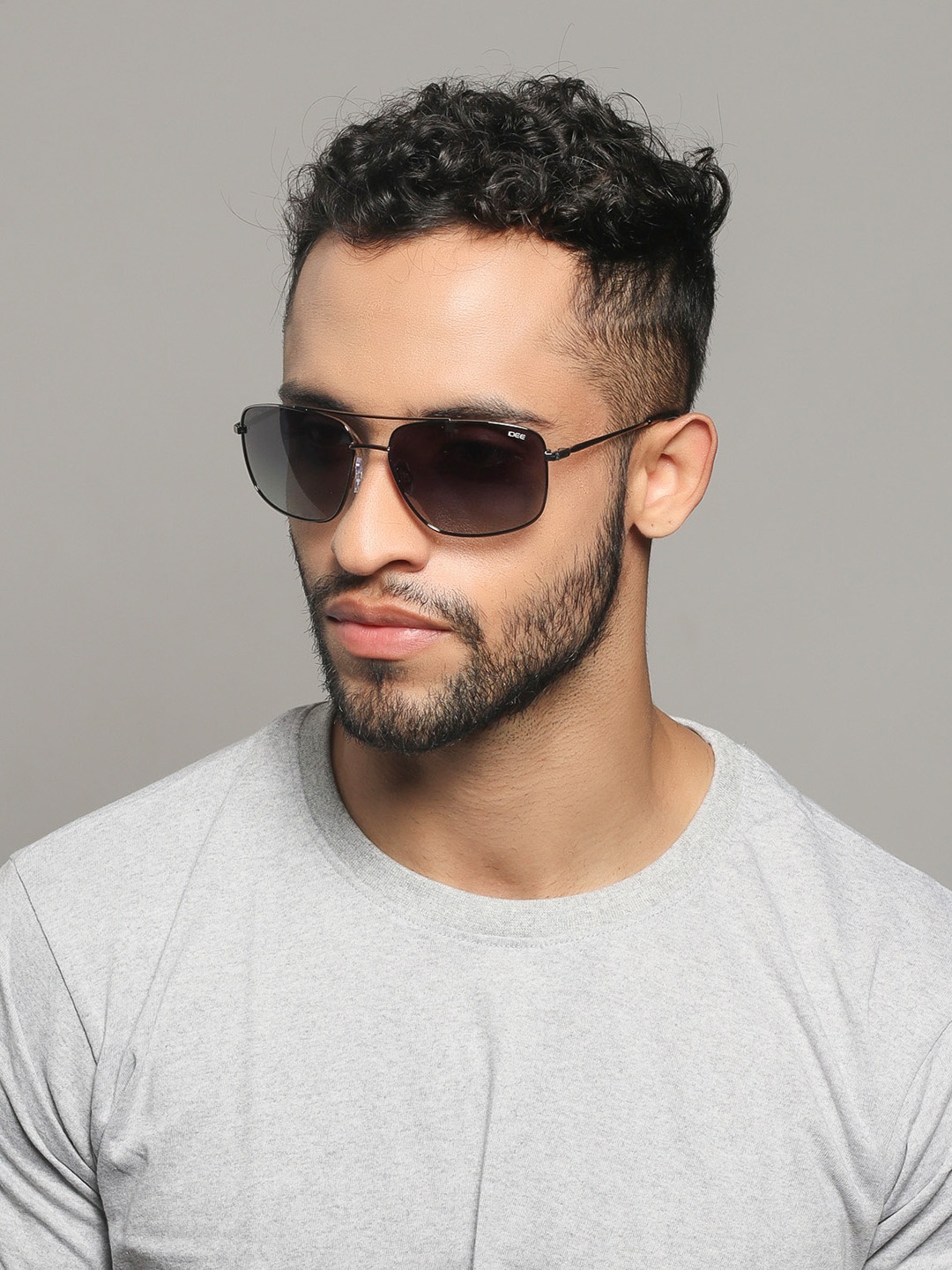 

IDEE Men Square Sunglasses with UV Protected Lens IDS2792C6PSG, Grey