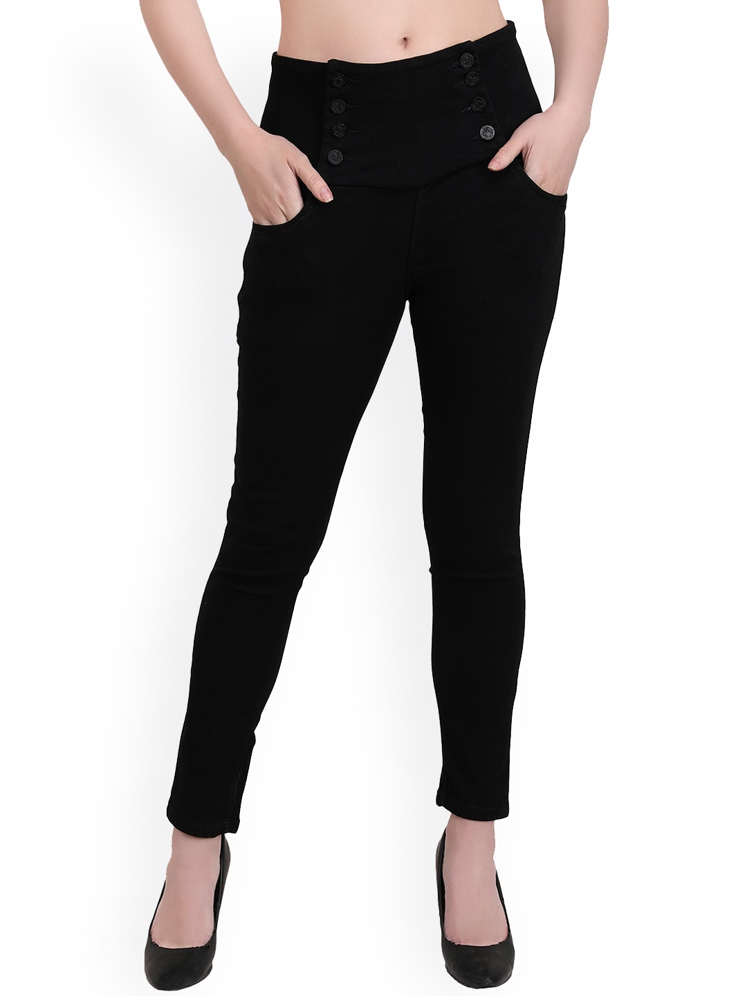 

MM-21 Women Jean Skinny Fit High-Rise Stretchable Denim Jeans, Black