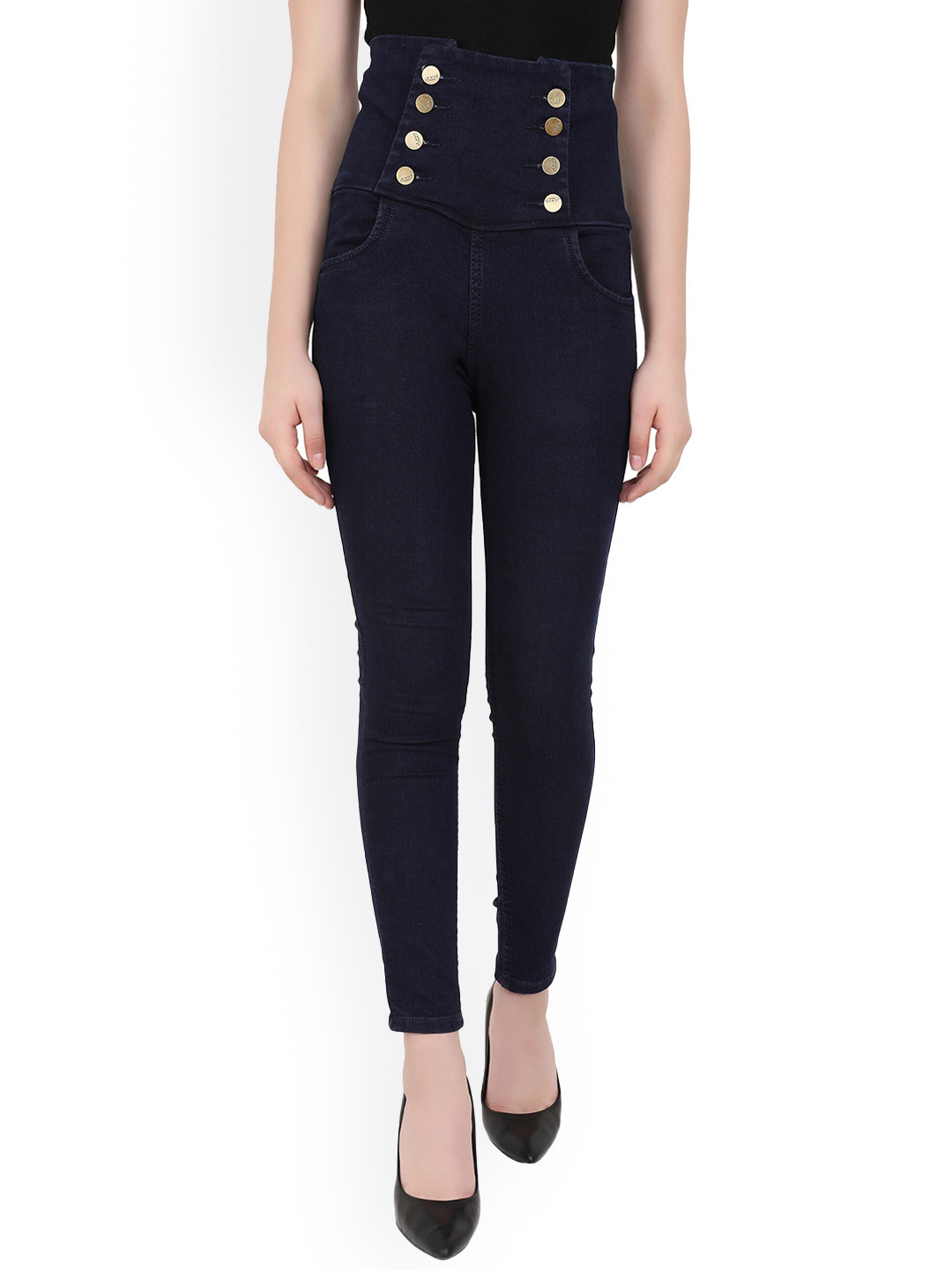 

MM-21 Women Jean Skinny Fit High-Rise Stretchable Clean Look Jeans, Navy blue
