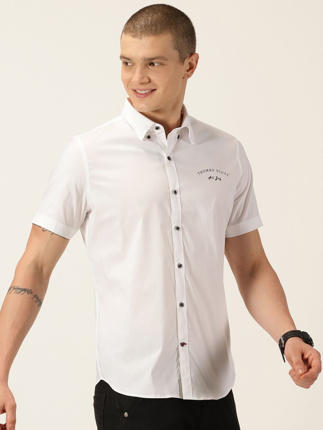 

Thomas Scott Classic Slim Fit Button-Down Collar Cotton Casual Shirt, White