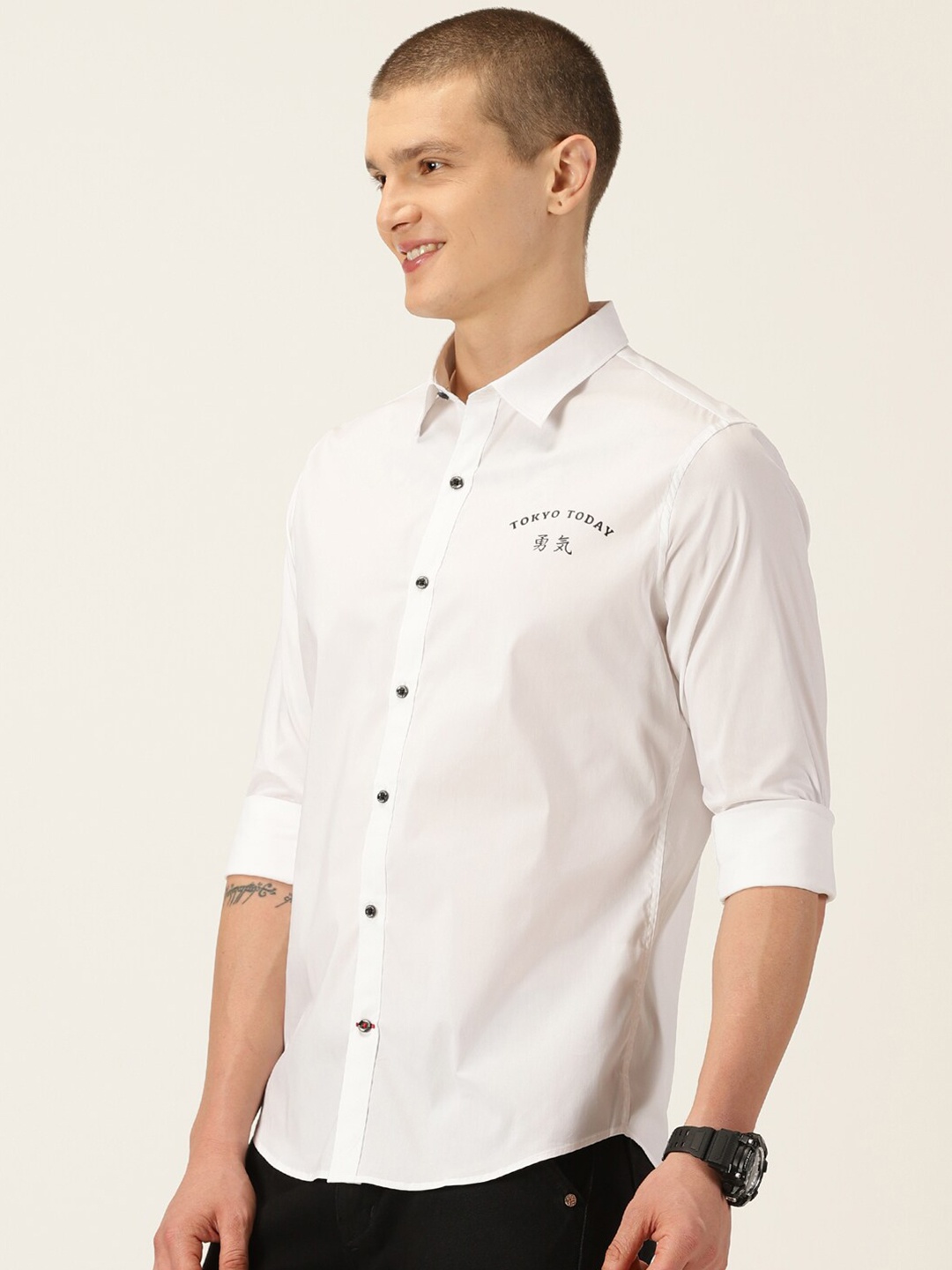 

Thomas Scott Classic Slim Fit Spread Collar Cotton Casual Shirt, White