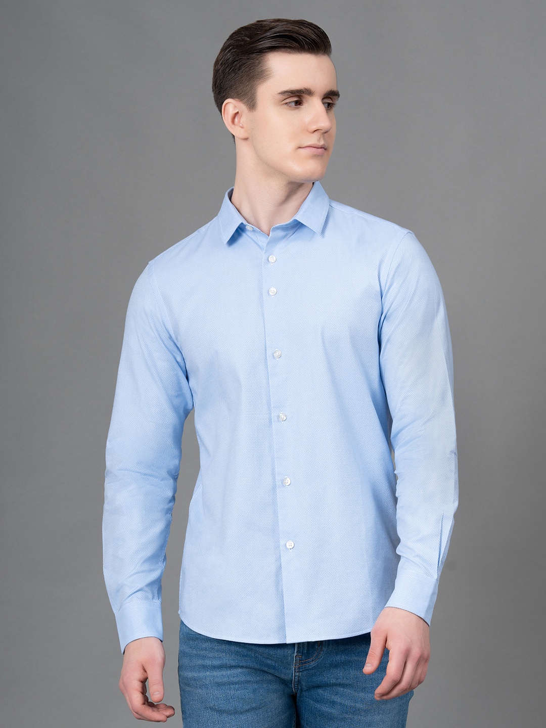 

Red Tape Regular Fit Micro Ditsy Printed Pure Cotton Casual Shirt, Blue