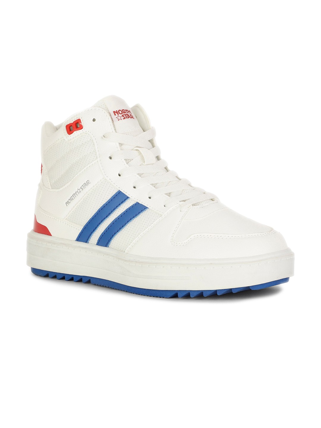 

North Star Men Striped Comfort Insole Mid-Top Sneakers, White