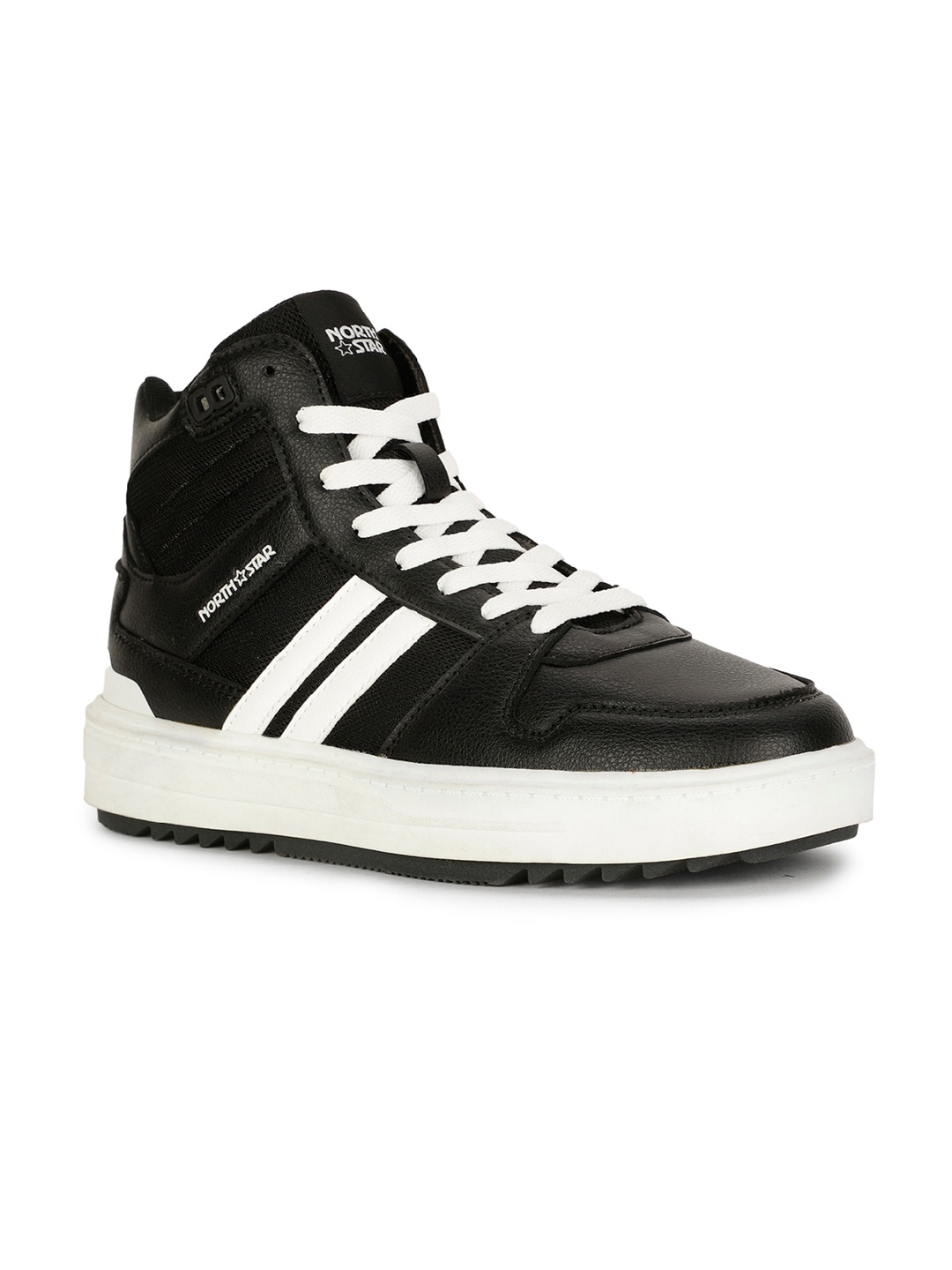 

North Star Men Striped Comfort Insole Mid-Top Sneakers, Black