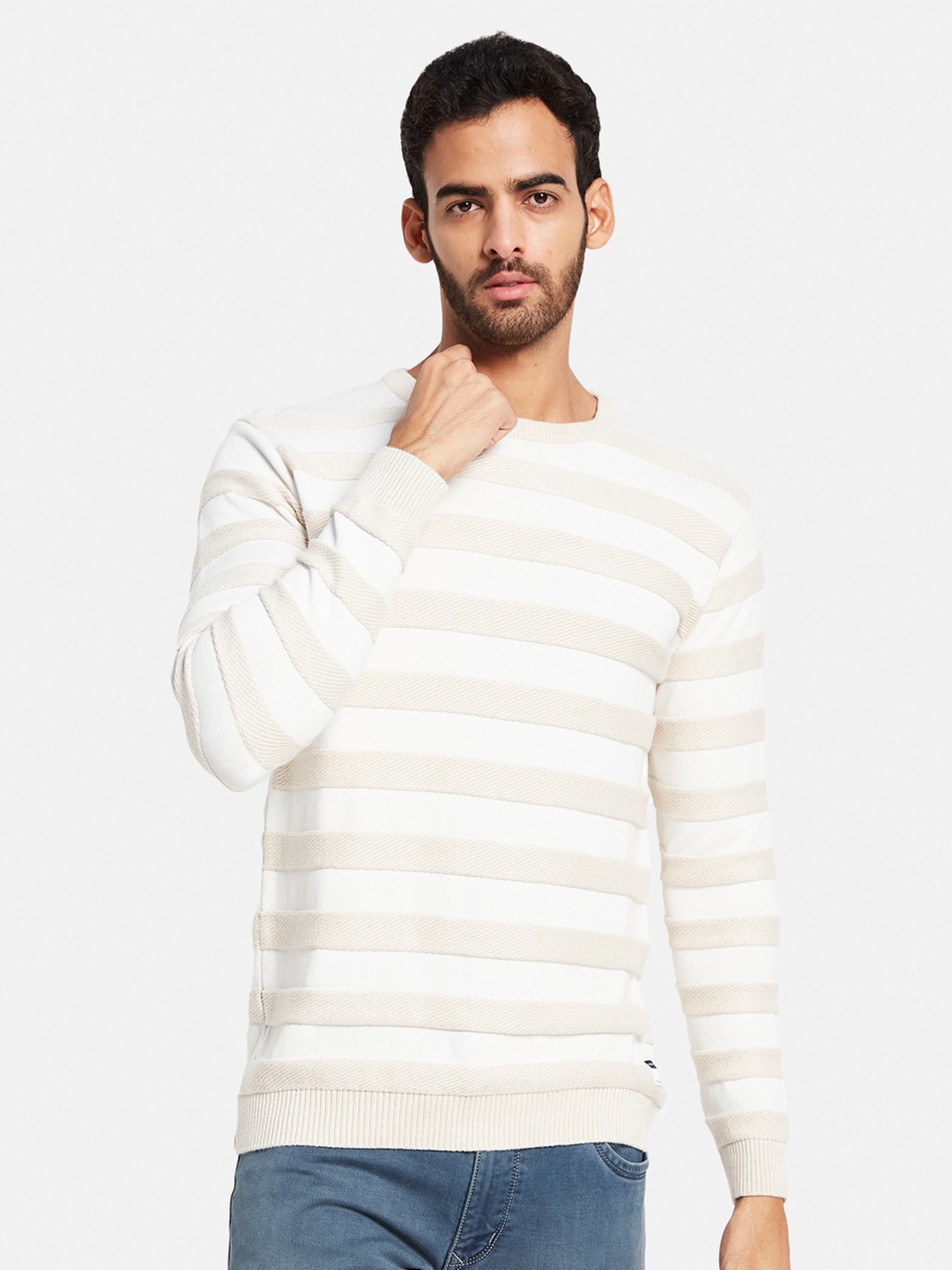 

METTLE Striped Cotton Pullover Sweaters, Cream