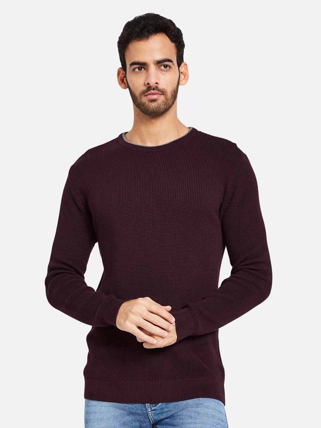 

METTLE Ribbed Cotton Pullover, Maroon