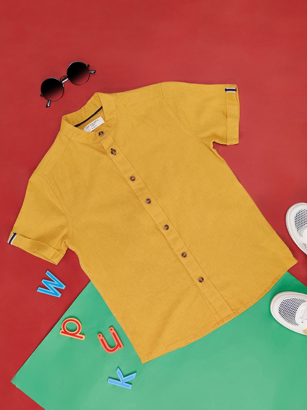 

Pantaloons Junior Boys Band Collar Cotton Casual Shirt, Yellow