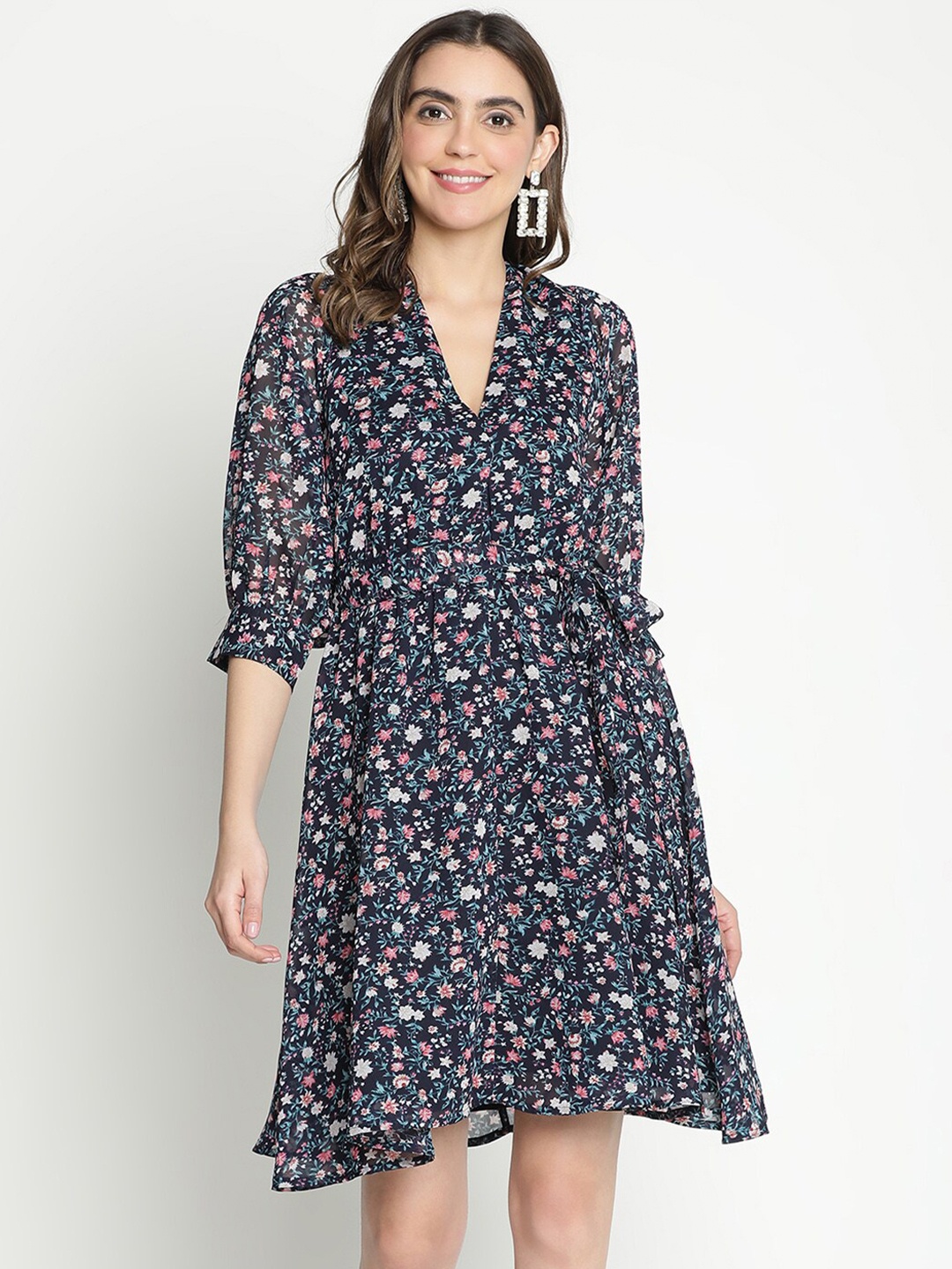 

DRAAX Fashions Floral Printed Wrap Dress, Black