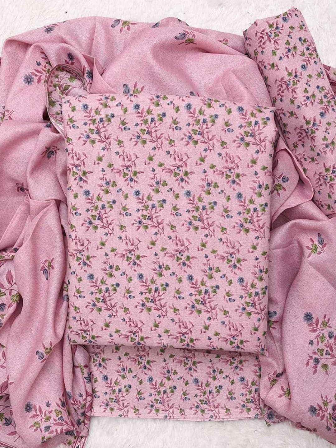 

KALINI Floral Printed Cotton Unstitched Dress Material, Pink