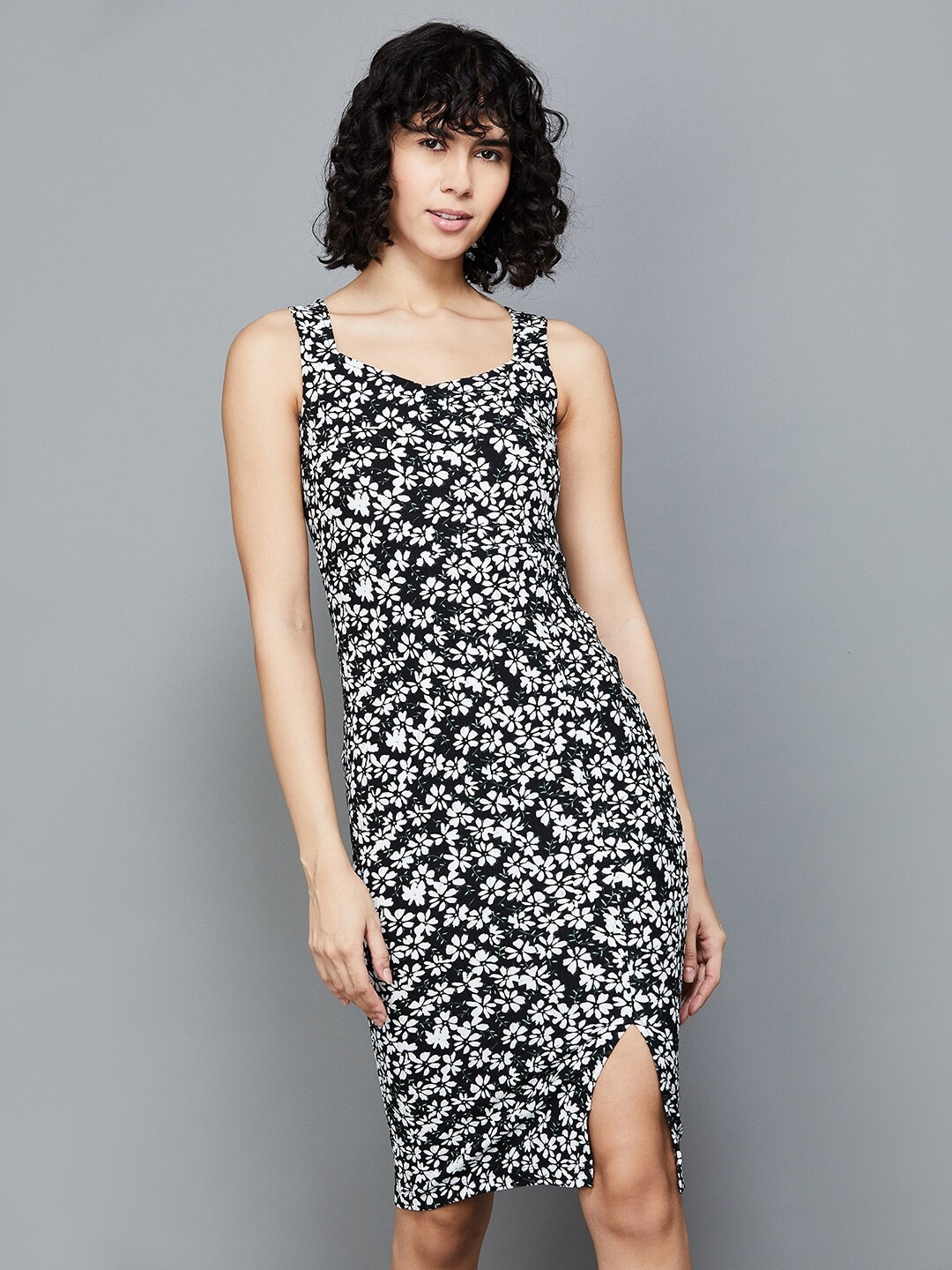 

Ginger by Lifestyle Floral Printed A Line Dress, Black
