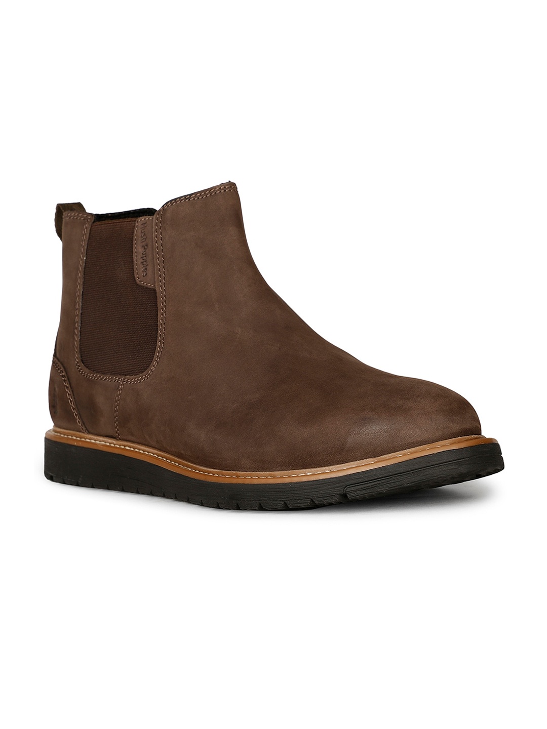 

Hush Puppies Men Mid Top Leather Chelsea Boots, Brown