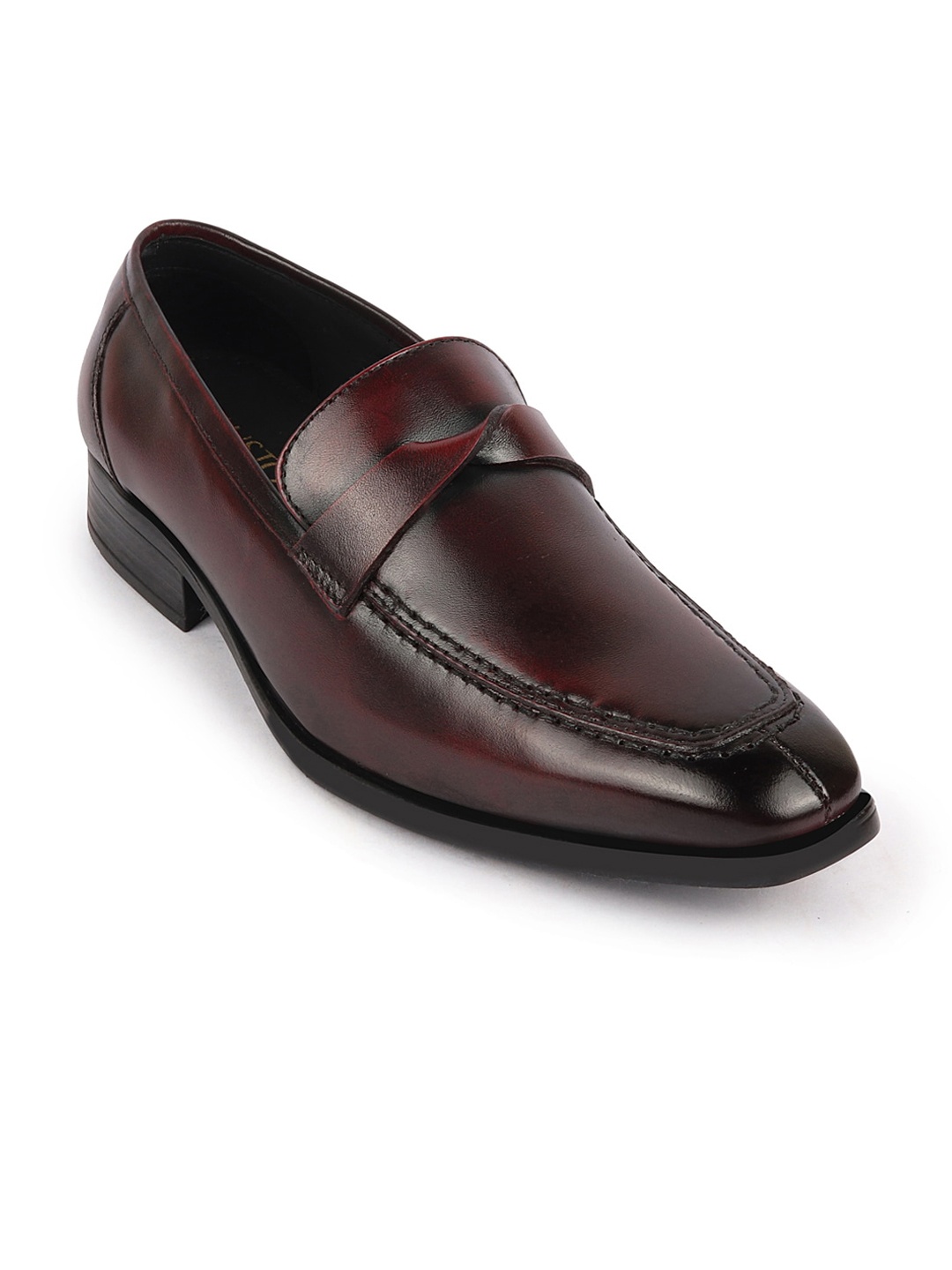 

FAUSTO Men Leather Formal Loafers, Maroon