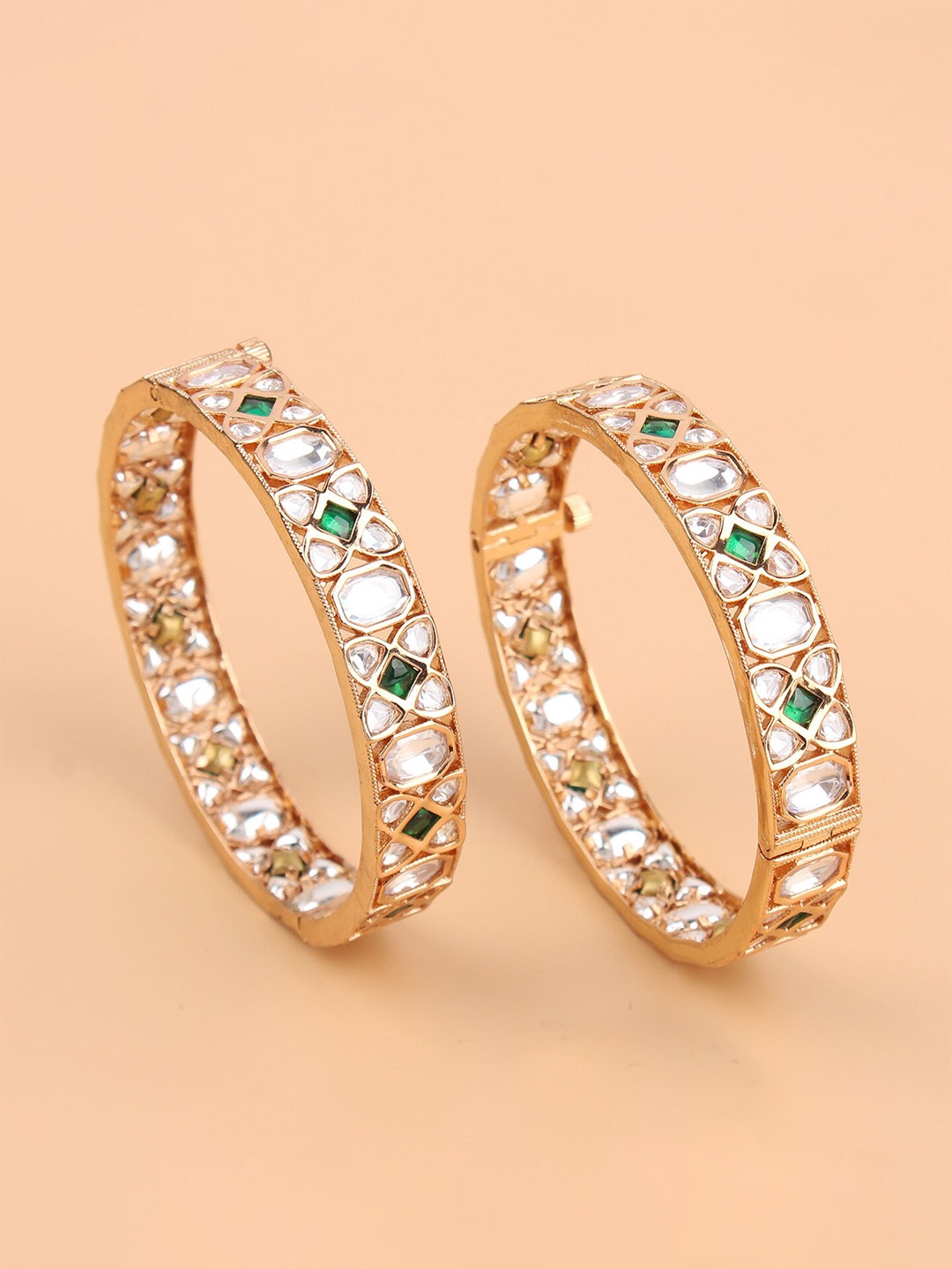

Mirana Set Of 2 Gold-Plated Trisha Kundan-Studded Polki Bangles