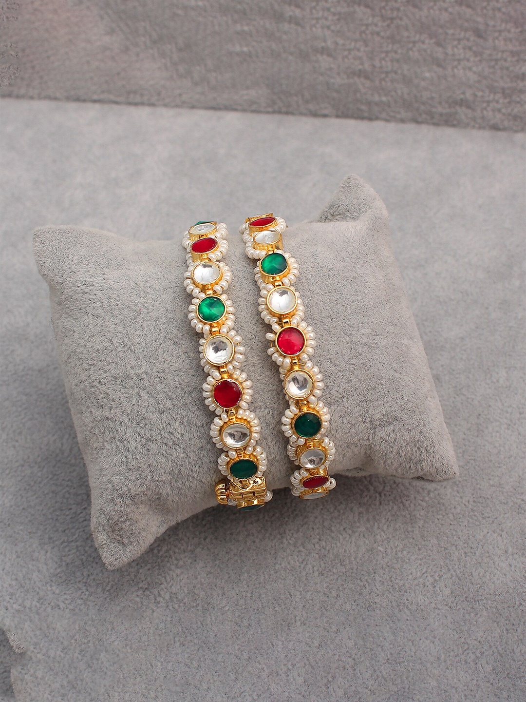 

Mirana Set Of 2 Gold-Plated Kundan Studded Paachi Polki Bangles