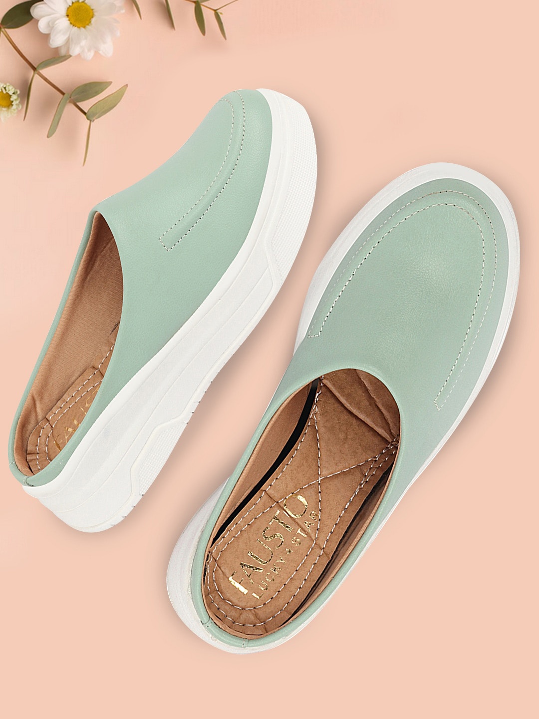 

FAUSTO Women Lightweight Comfort Insole Contrast Sole Clogs, Sea green