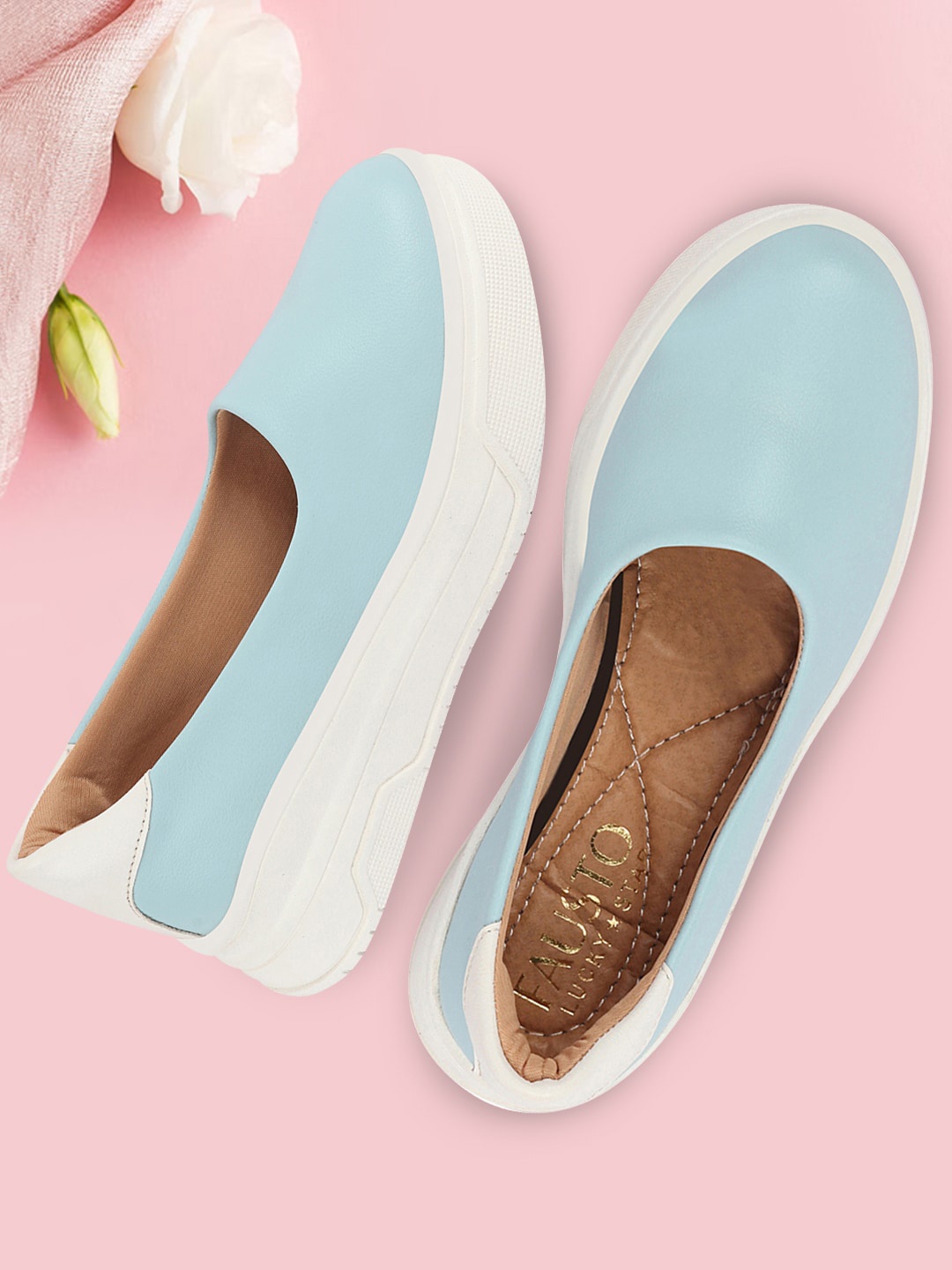 

FAUSTO Women Heeled Lightweight Slip-On Sneakers, Blue