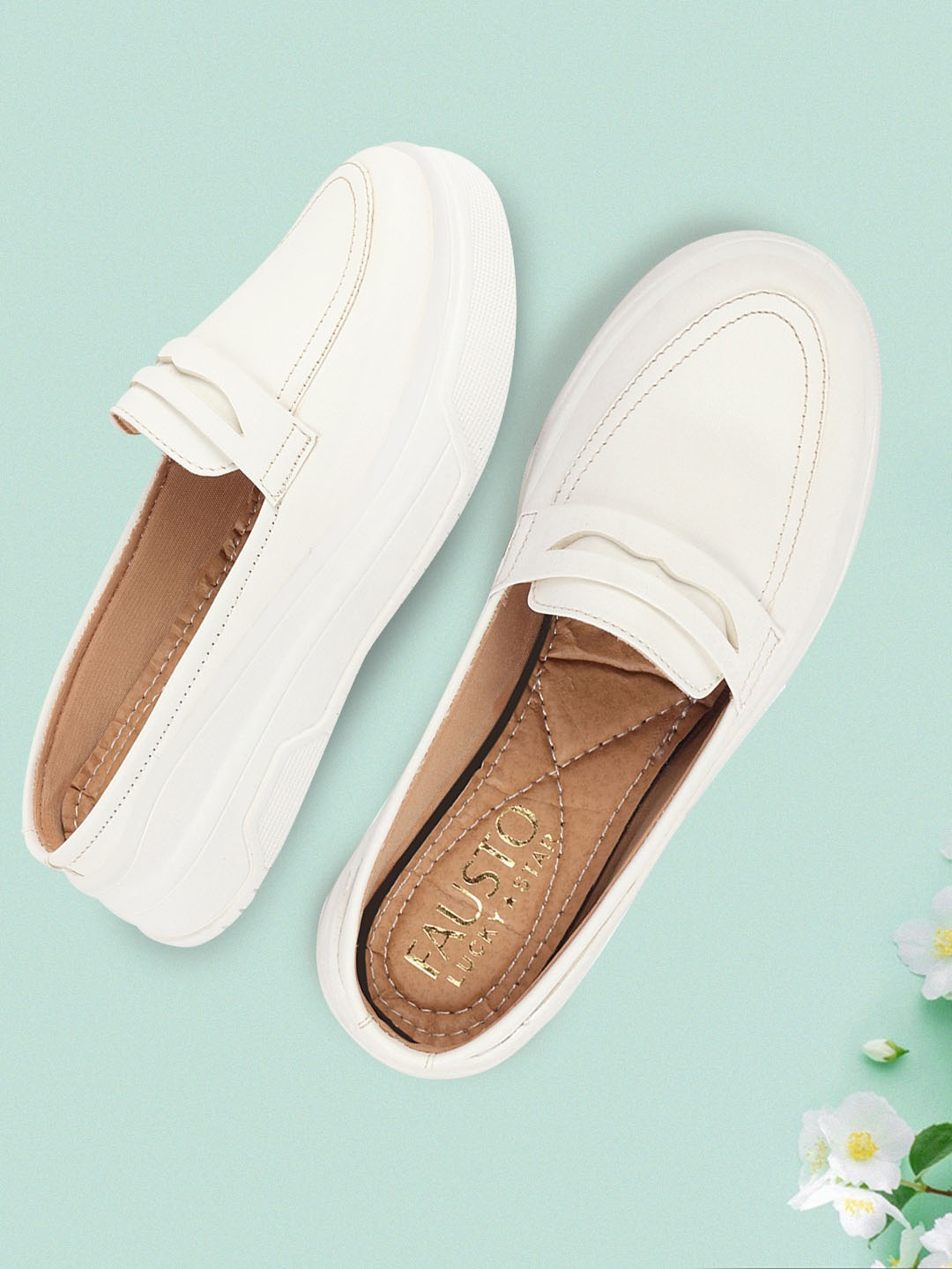 

FAUSTO Women Round Toe Lightweight Mules, White
