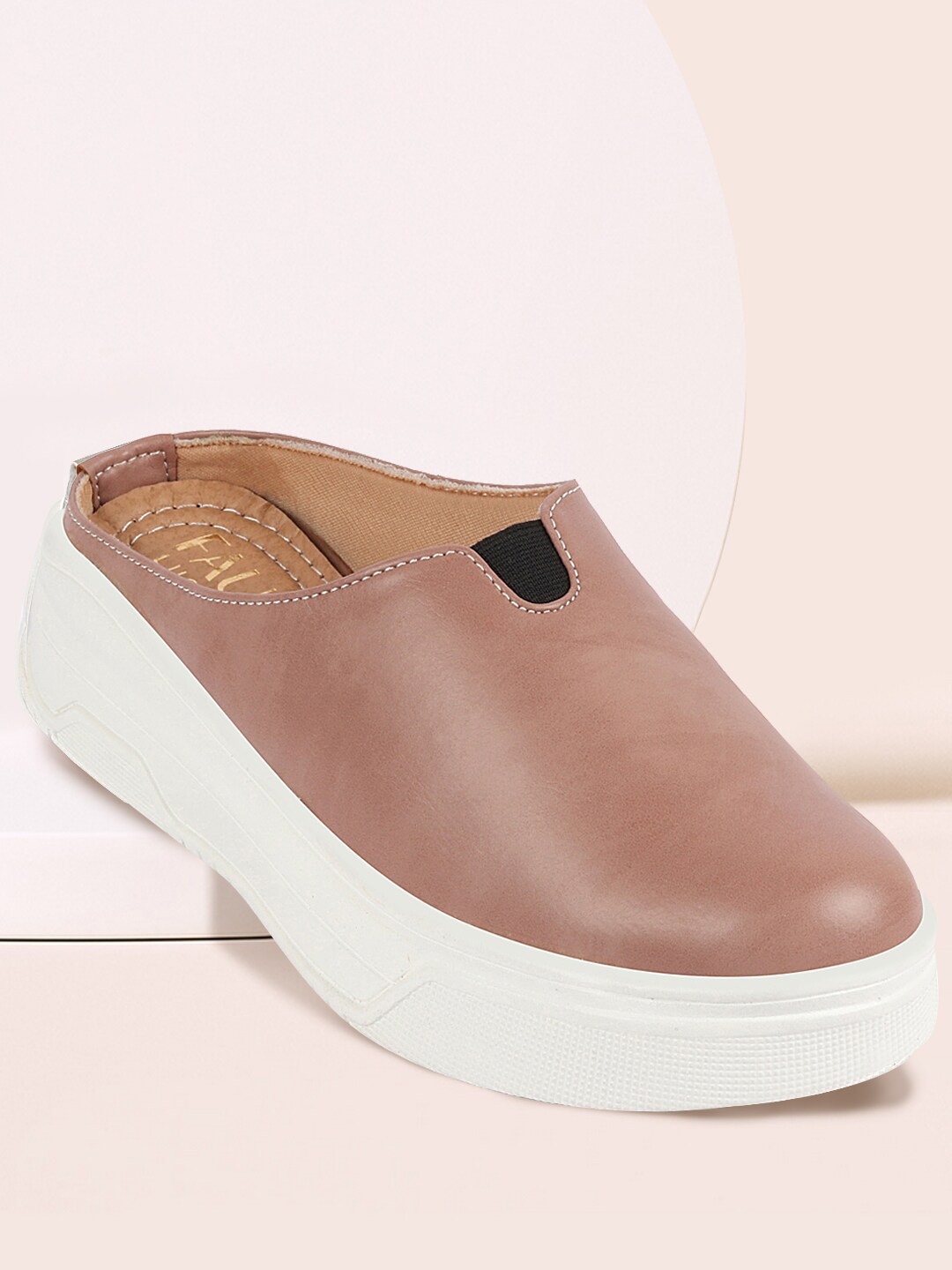 

FAUSTO Women Lightweight Comfort Insole Contrast Sole Clogs, Peach