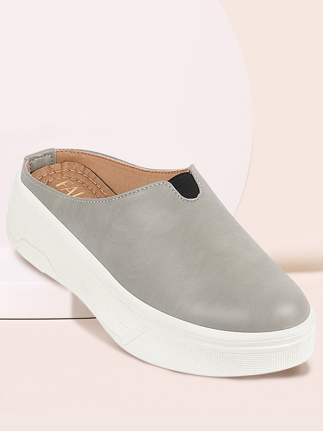 

FAUSTO Women Lightweight Comfort Insole Contrast Sole Mules, Grey