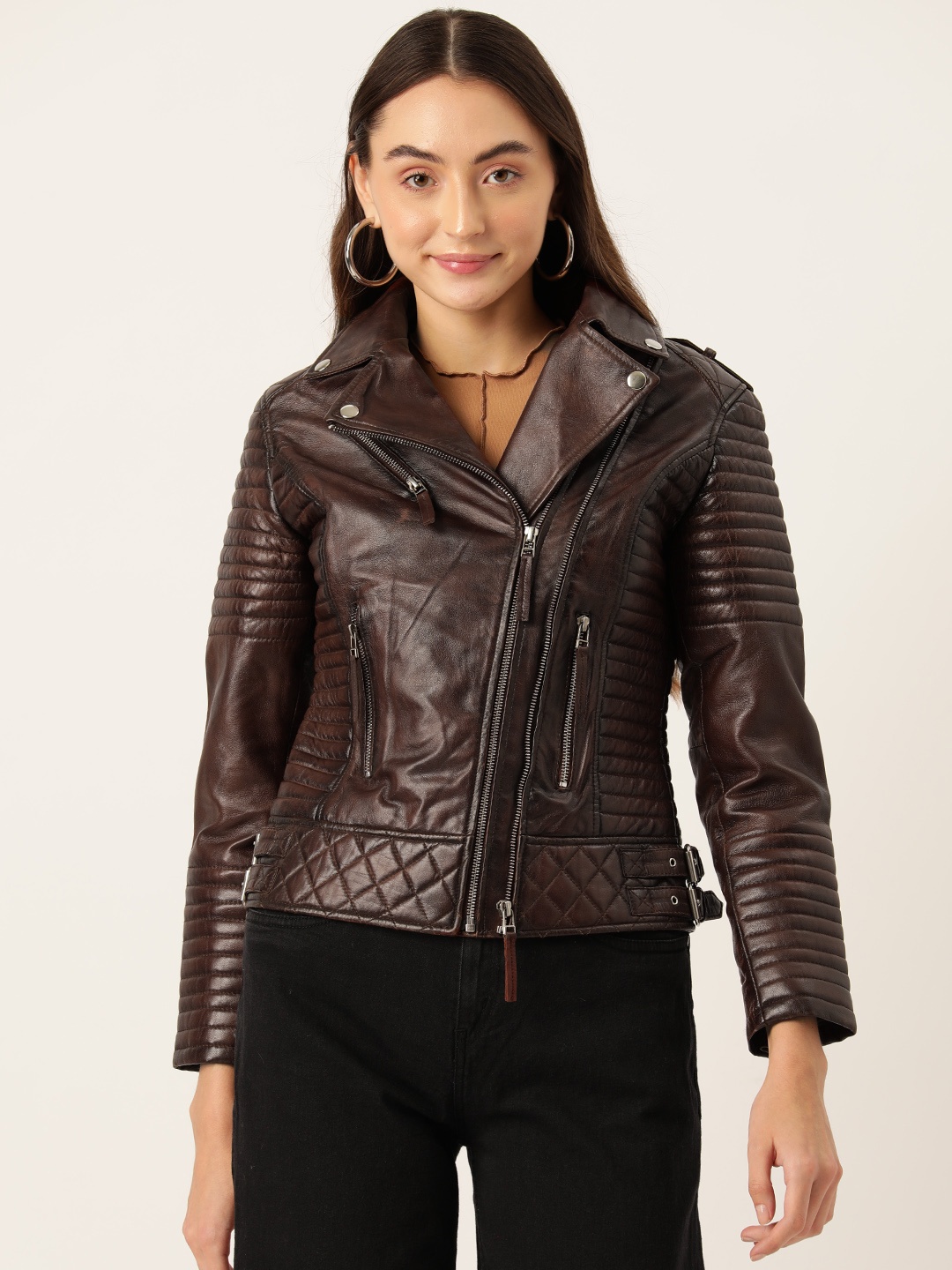 

Leather Retail Leather Lightweight Biker Jacket, Brown