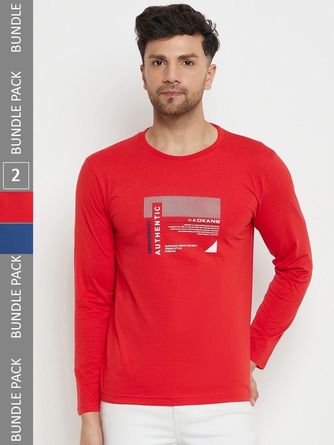 

Okane Pack of 2 Typography Printed T-shirts, Red