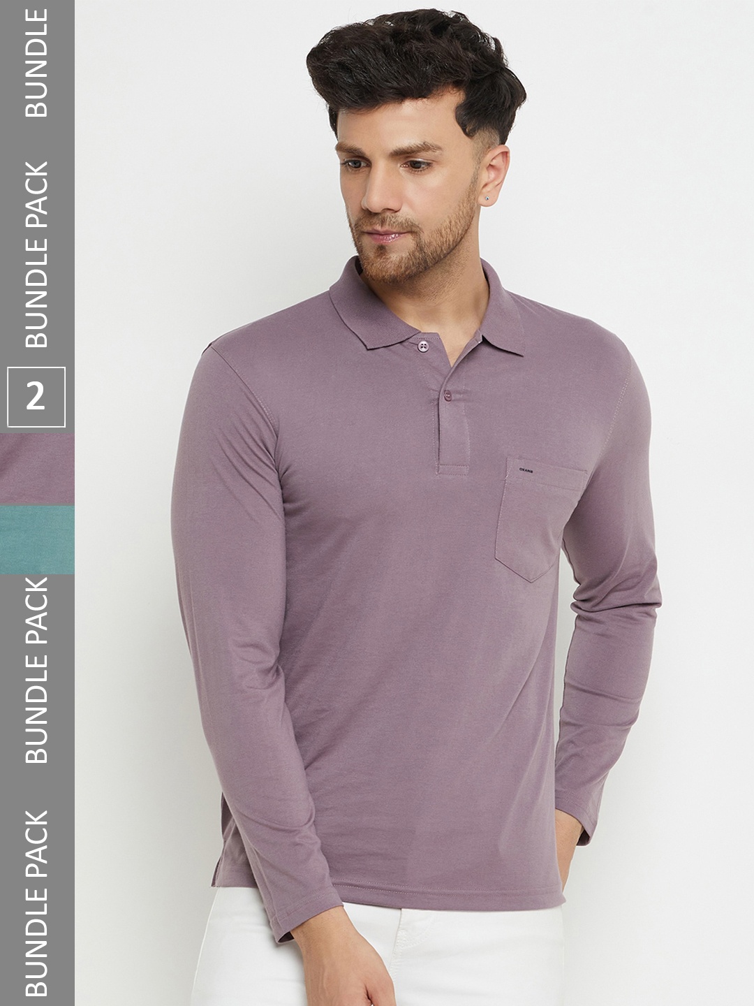 

Okane Pack of 2 Polo Collar T-shirts, Mauve