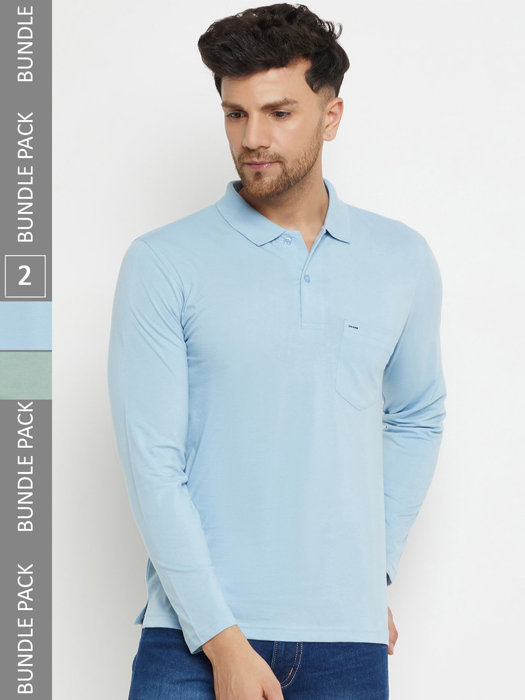 

Okane Pack of 2 Polo Collar T-shirts, Blue