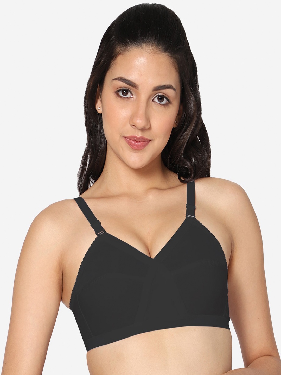 

In Care Full Coverage Non Padded Seamless Pure Cotton T-shirt Bra With All Day Comfort, Black