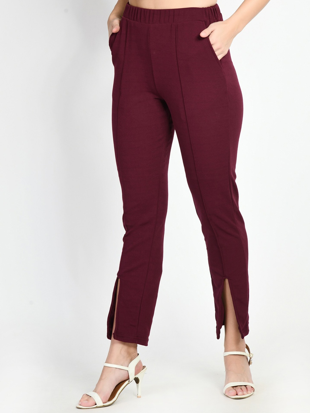 

Moshe Women Purple Relaxed High-Rise Pleated Trousers