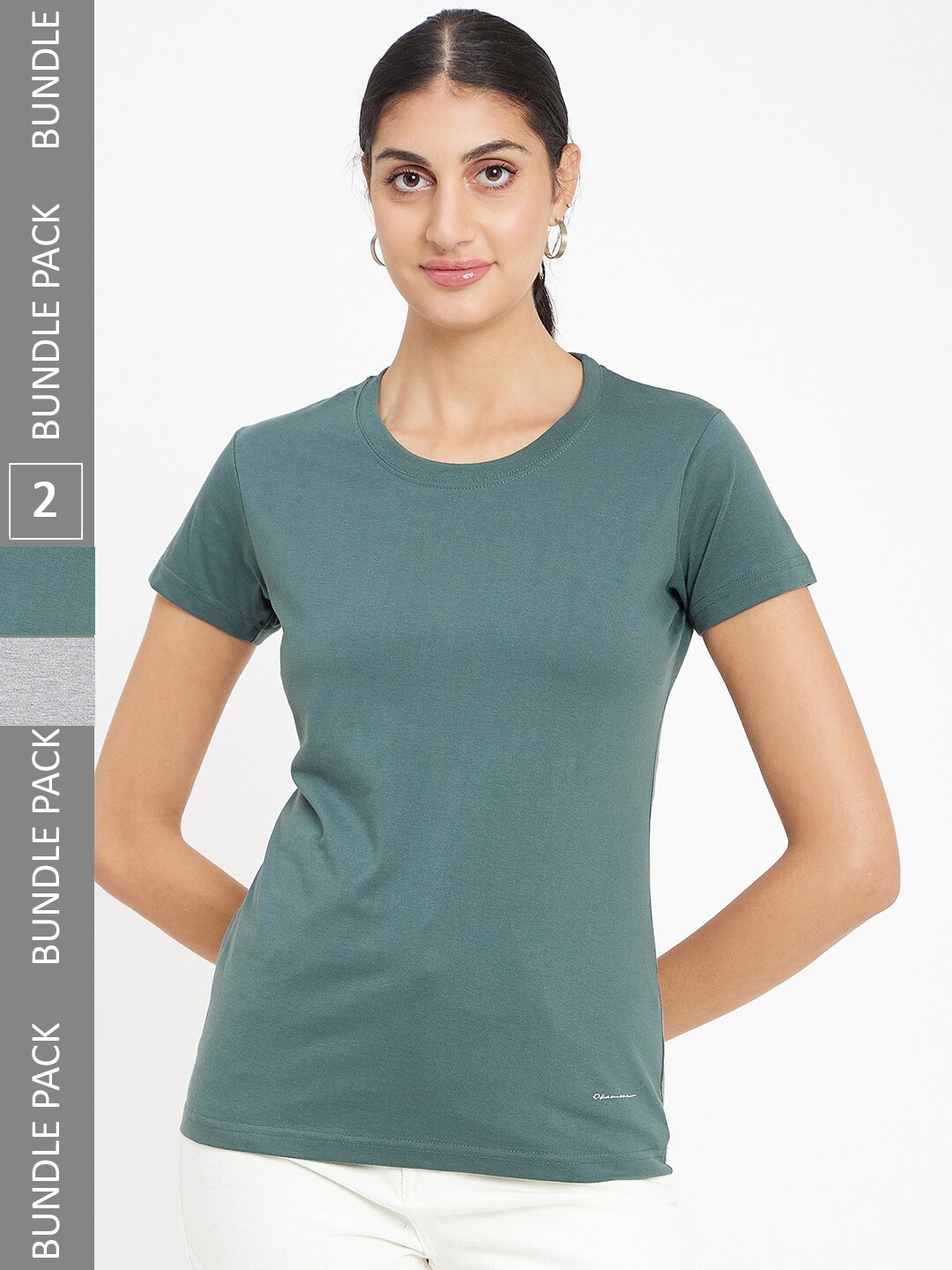 

Okane Pack of 2 Round Neck T-shirts, Green