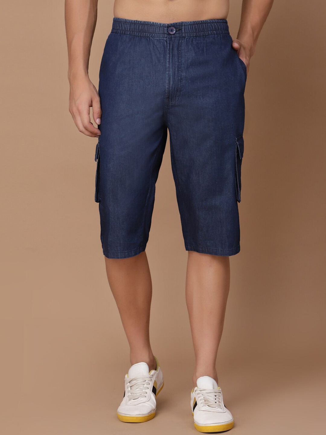 

SAPPER Men Mid Rise Cotton Shorts, Blue
