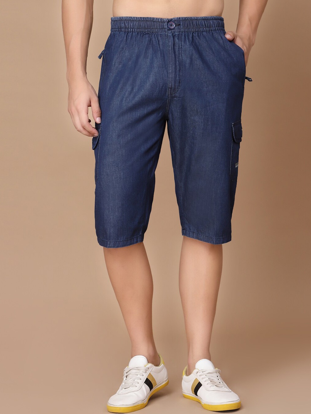 

SAPPER Men Mid Rise Cotton Denim Shorts, Blue
