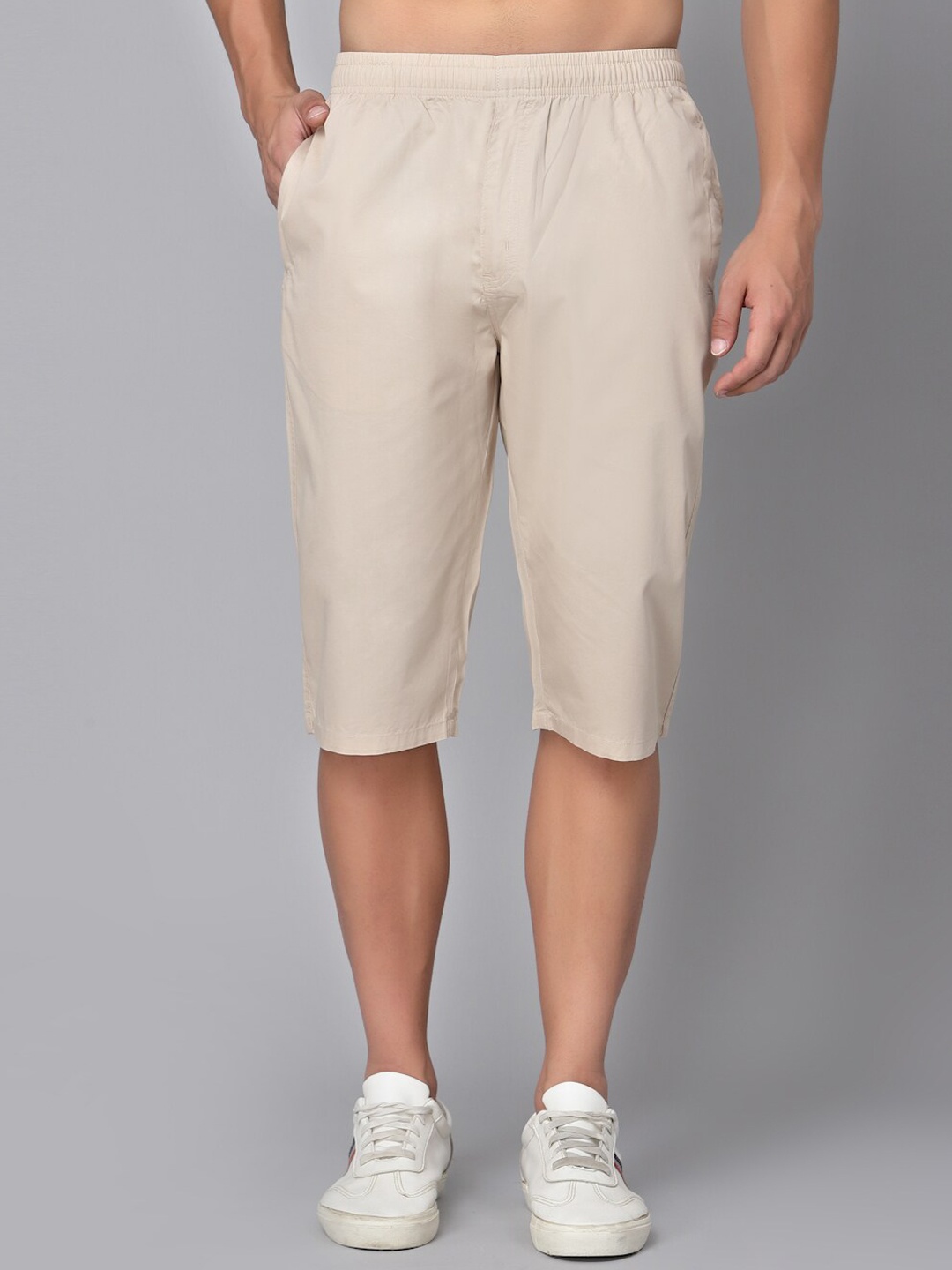 

SAPPER Men Mid Rise Cotton Shorts, Beige