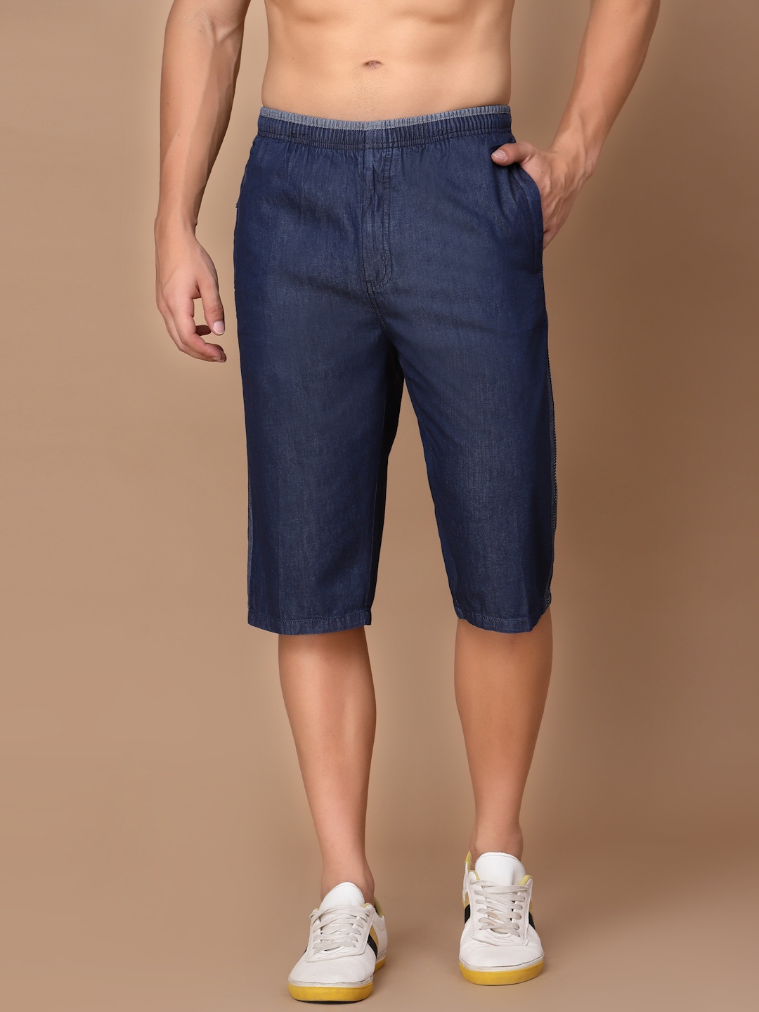 

SAPPER Men Mid Rise Cotton Denim Shorts, Blue