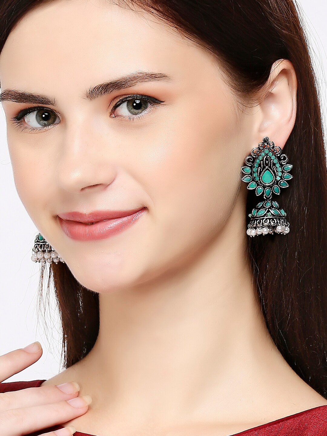 

OOMPH Dome Shaped Jhumkas, Silver