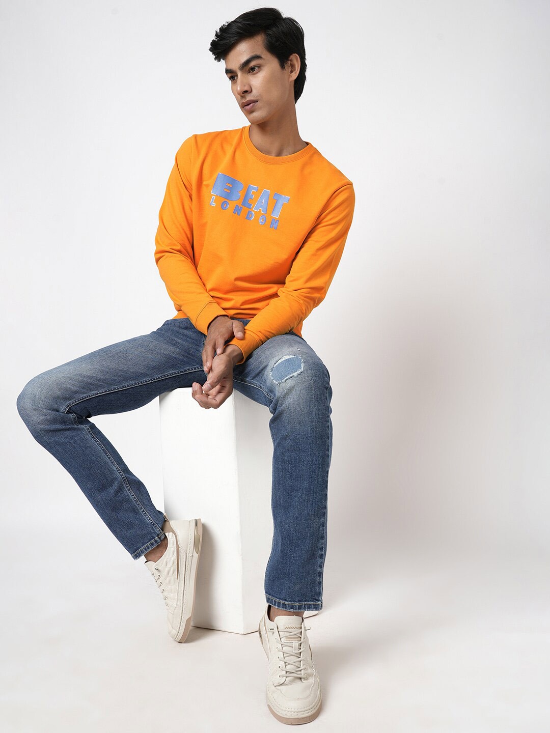 

BEAT LONDON by PEPE JEANS Typography Printed Pullover Sweatshirt, Yellow