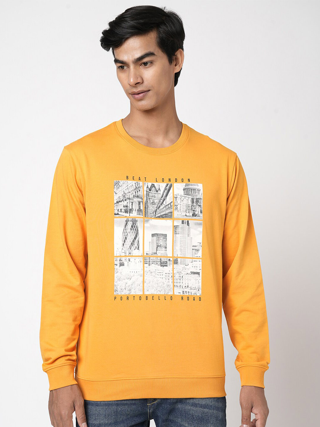 

BEAT LONDON by PEPE JEANS Printed Pullover Sweatshirt, Yellow