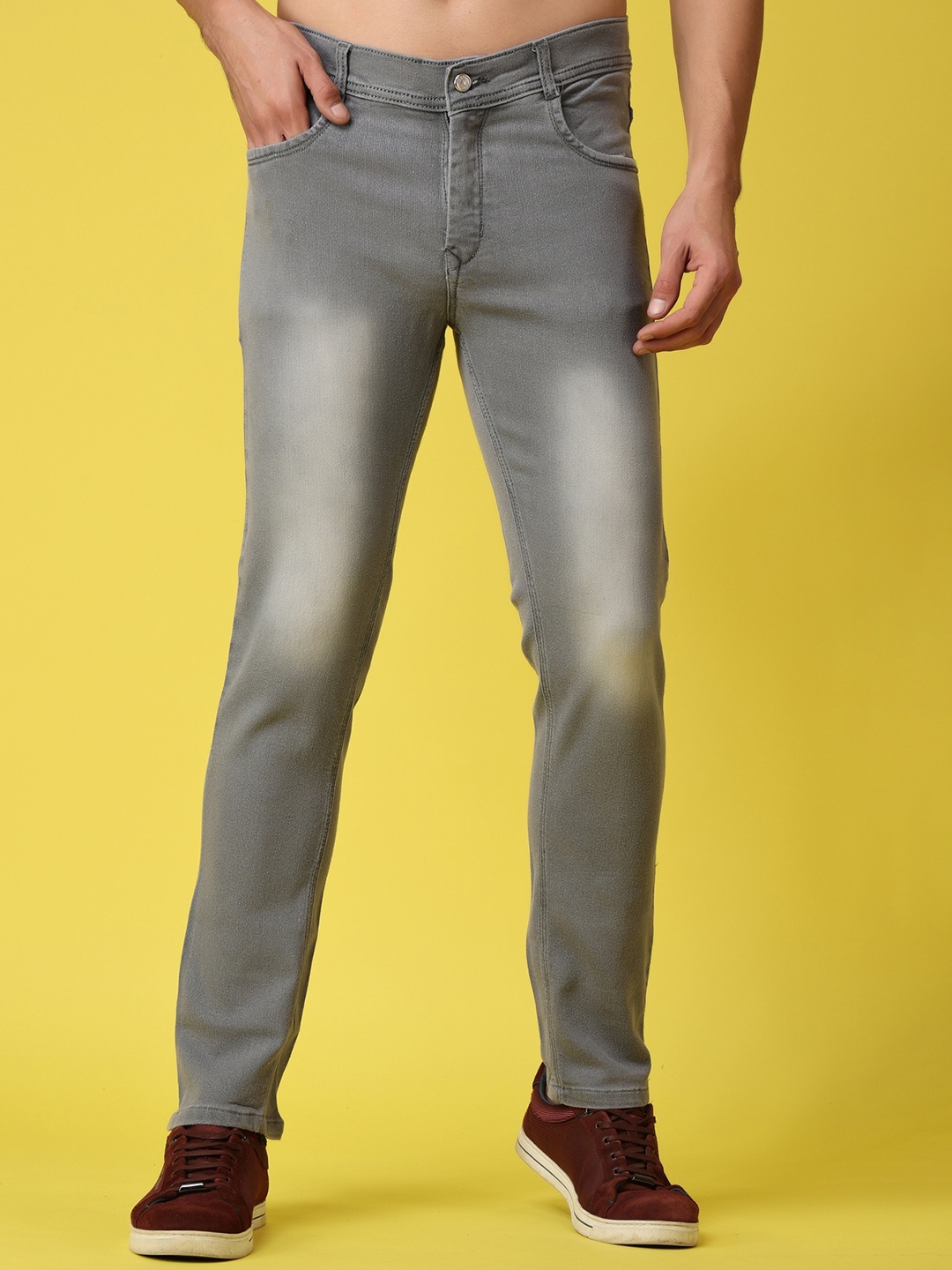 

Xee Men Jean Light Fade Stretchable Jeans, Grey