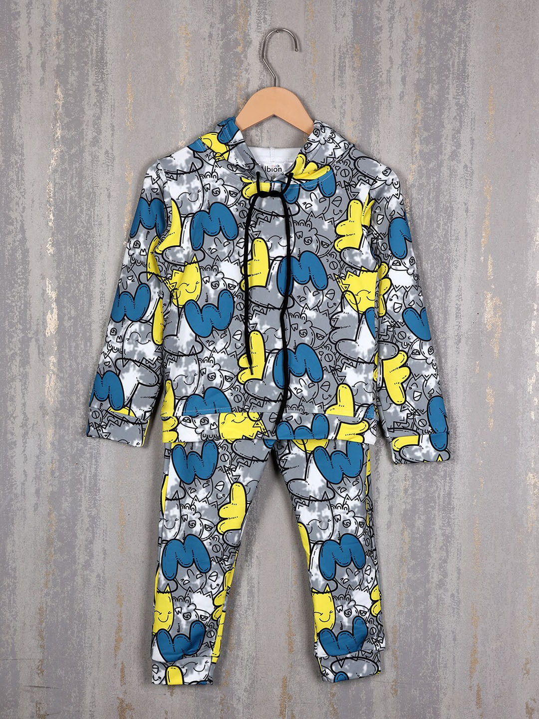 

Albion Boys Printed Hooded Pure Cotton Long Sleeve Tracksuits, Grey