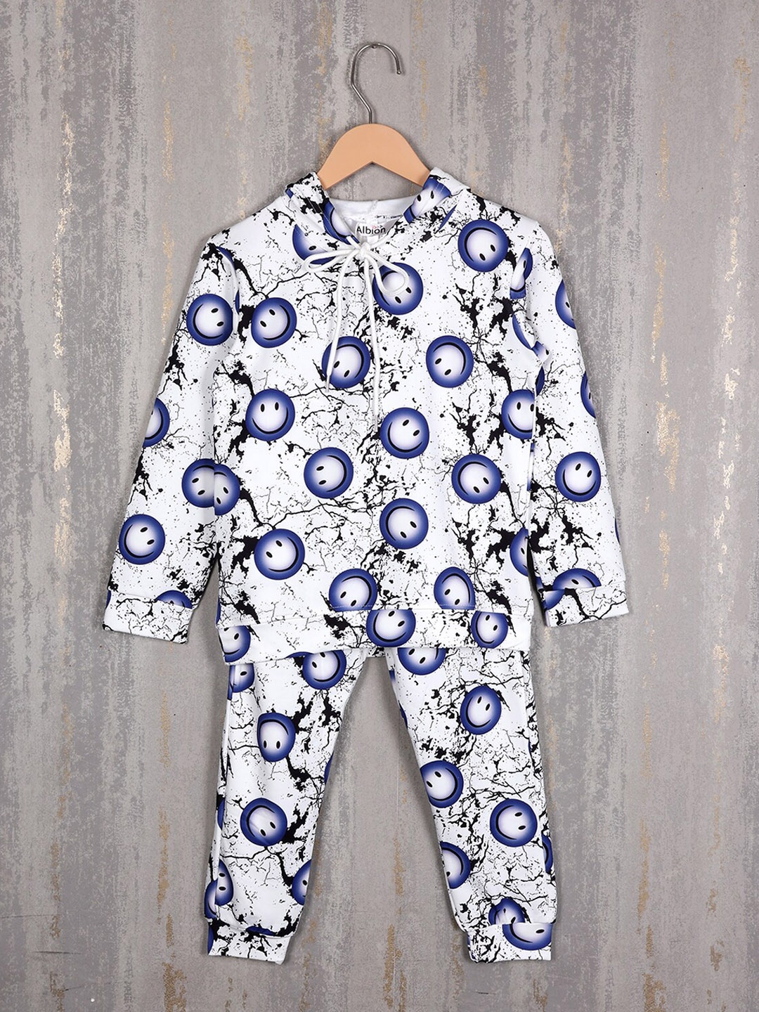 

Albion Boys Graphic Printed Pure Cotton Hooded Tracksuits, White