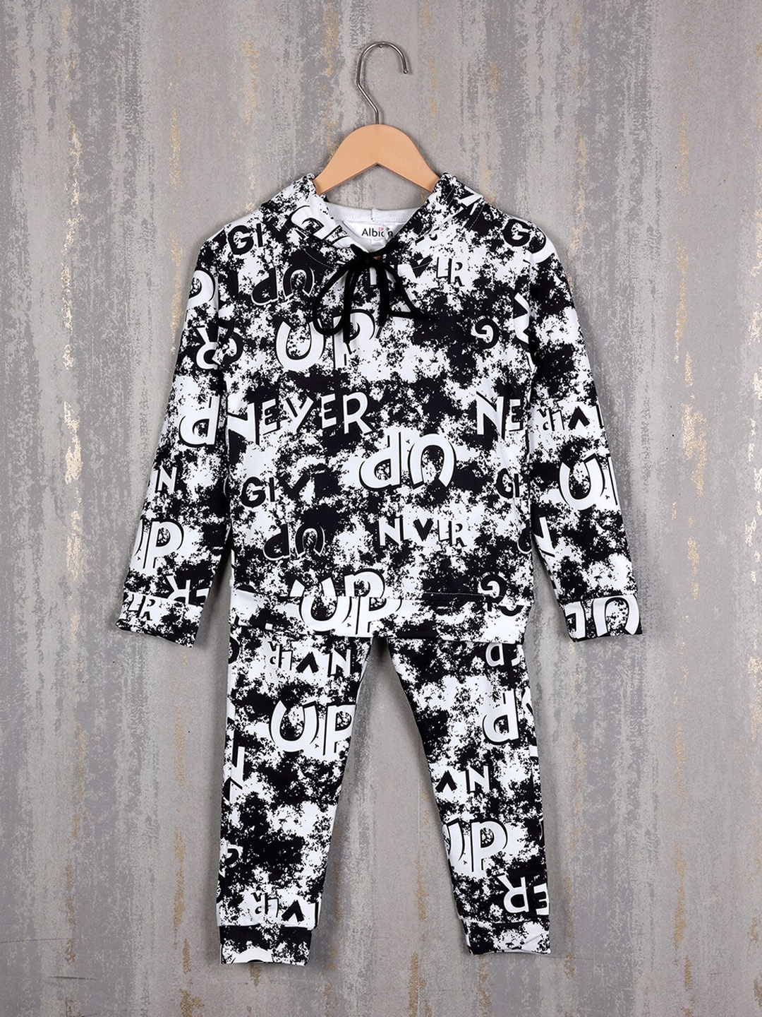 

Albion Boys Typography Printed Pure Cotton Hooded Tracksuits, White