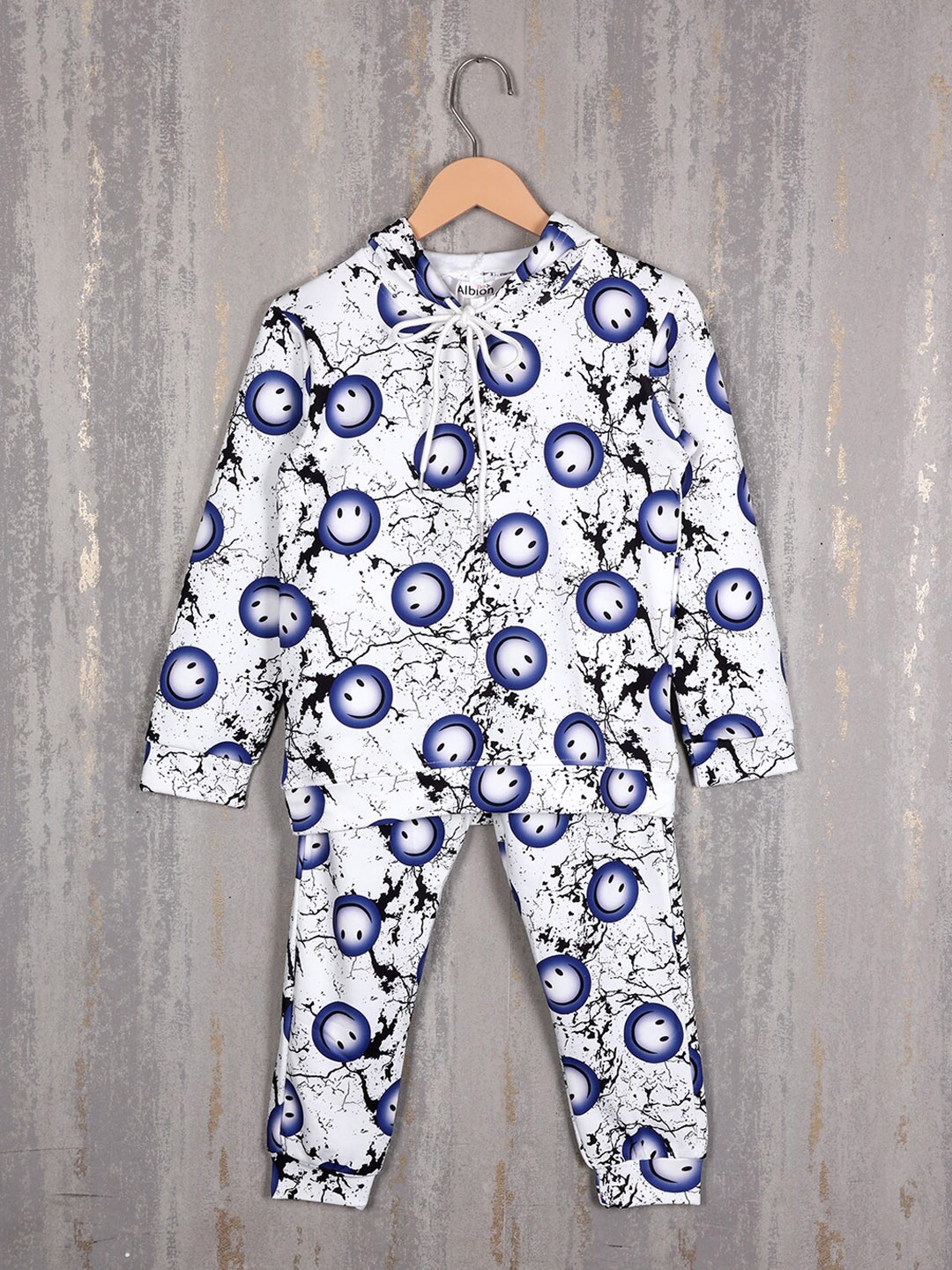 

Albion Boys Graphic Printed Pure Cotton Hooded Tracksuits, White