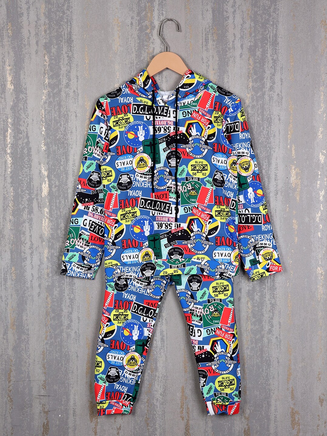 

Albion Boys Printed Pure Cotton Hooded Tracksuits, Blue