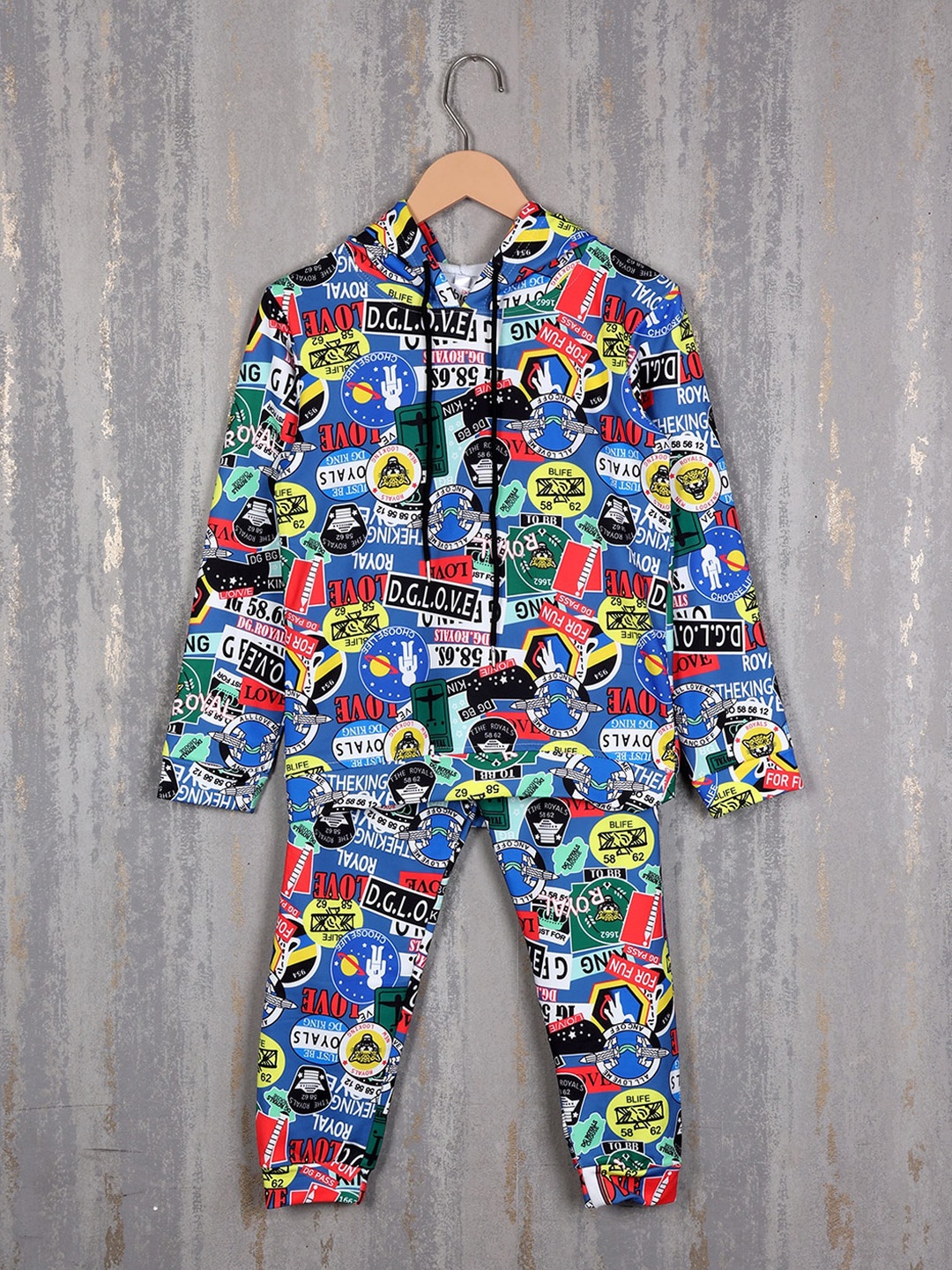 

Albion Boys Printed Pure Cotton Hooded Tracksuits, Blue