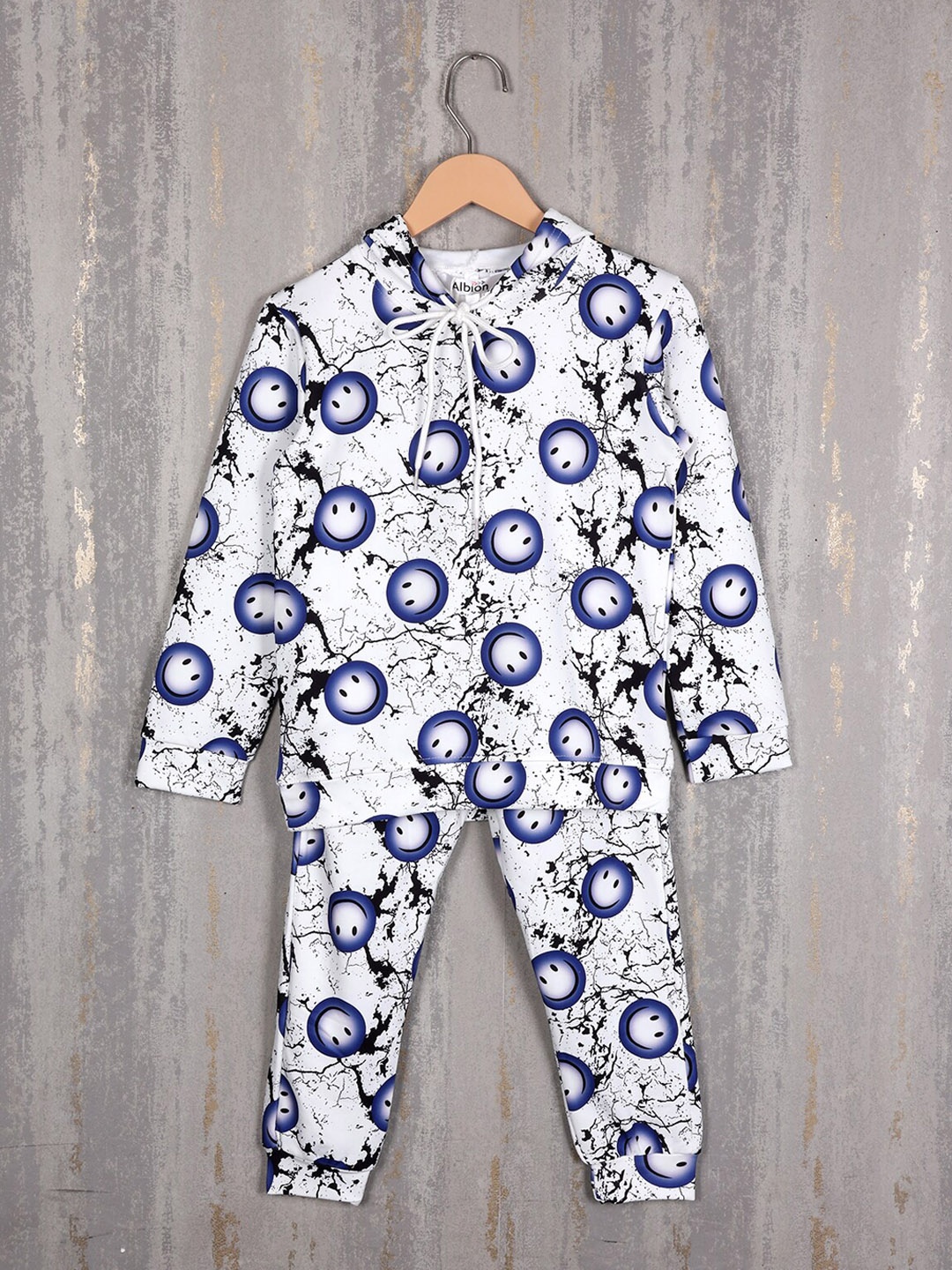 

Albion Boys Graphic Printed Pure Cotton Hooded Tracksuits, White