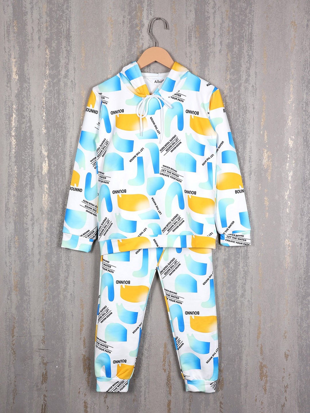 

Albion Boys Printed Pure Cotton Hooded Tracksuits, White