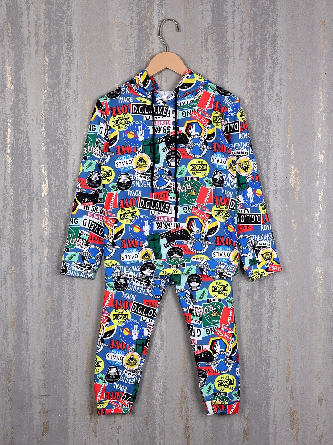 

Albion Boys Printed Pure Cotton Hooded Tracksuits, Blue